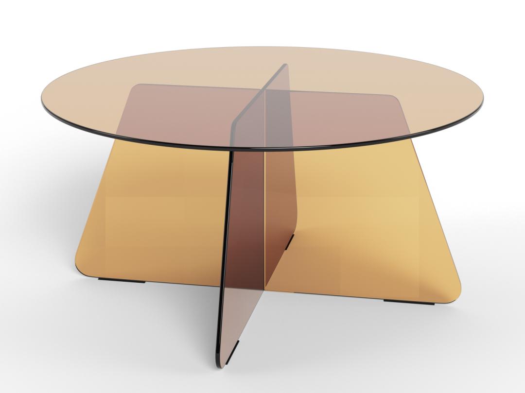 Rebellenclub Circe Salontafel – ø80 cm – Bruin Glas