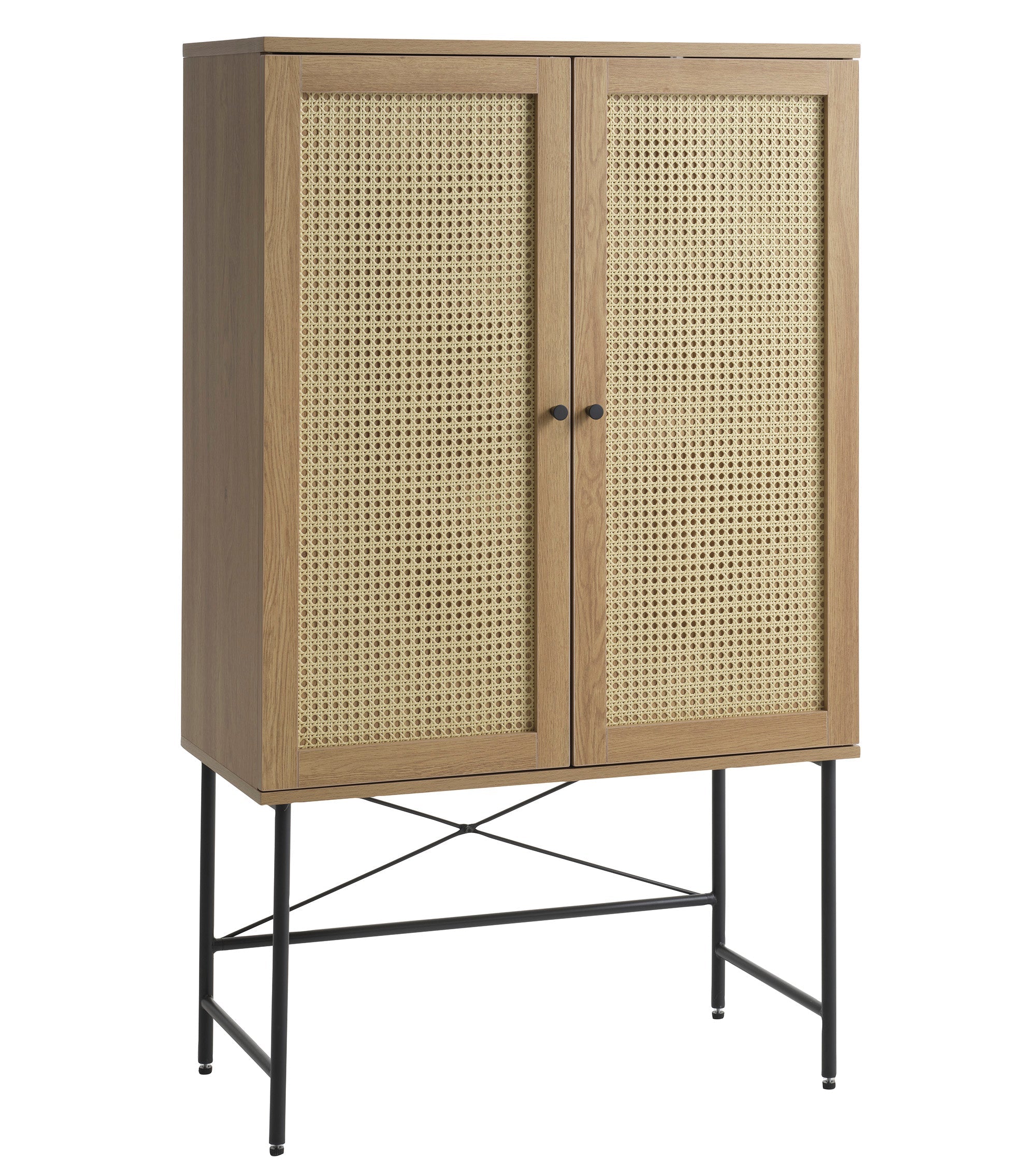 Rebellenclub Wandkast Berley – Eiken met Rattan