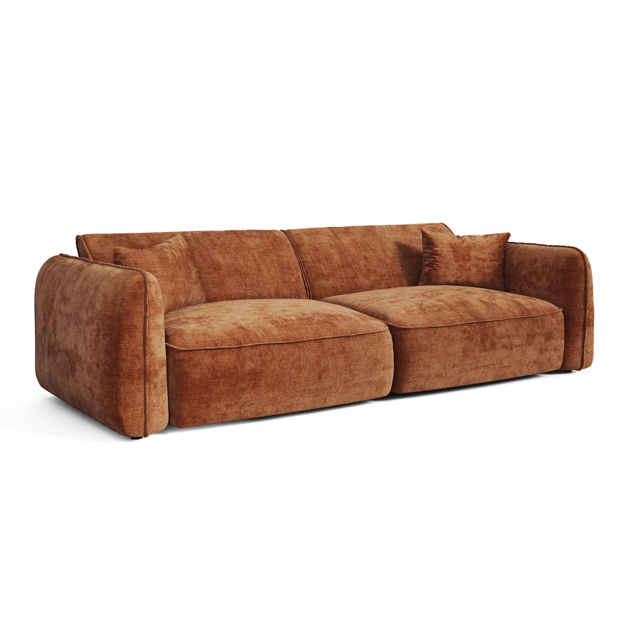 Premium Interiors – Sofa LOMI – fluweel met reliëf terracotta 235cm