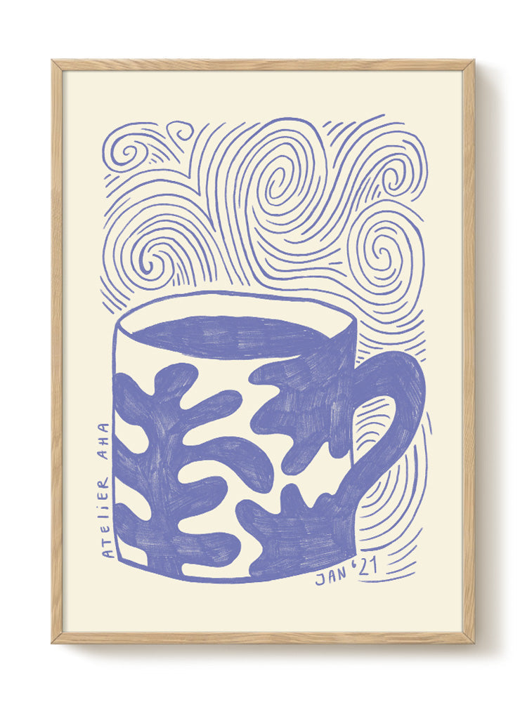 Anouk – a blue cup on a blue monday – PSTR studio Kunst Poster