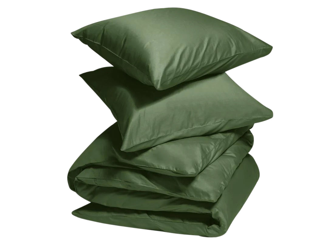 Yumeko dekbedovertrek katoen satijn mid olive 240×220 + 2/60×70