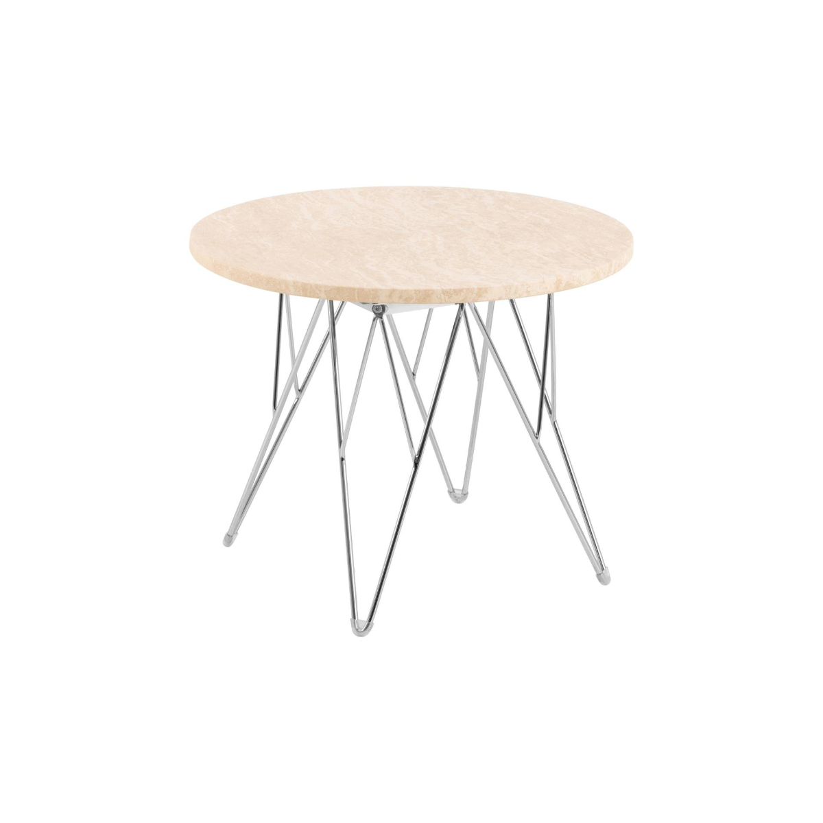 Rebellenclub Salontafel Broome – ø55 – Travertin Look Met Chrome Poten