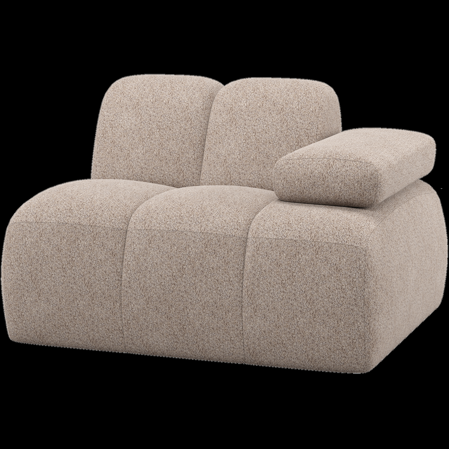 WOOOD 1-zits element bank arm rechts Mojo – Wollig – Donkerzand – 74×1