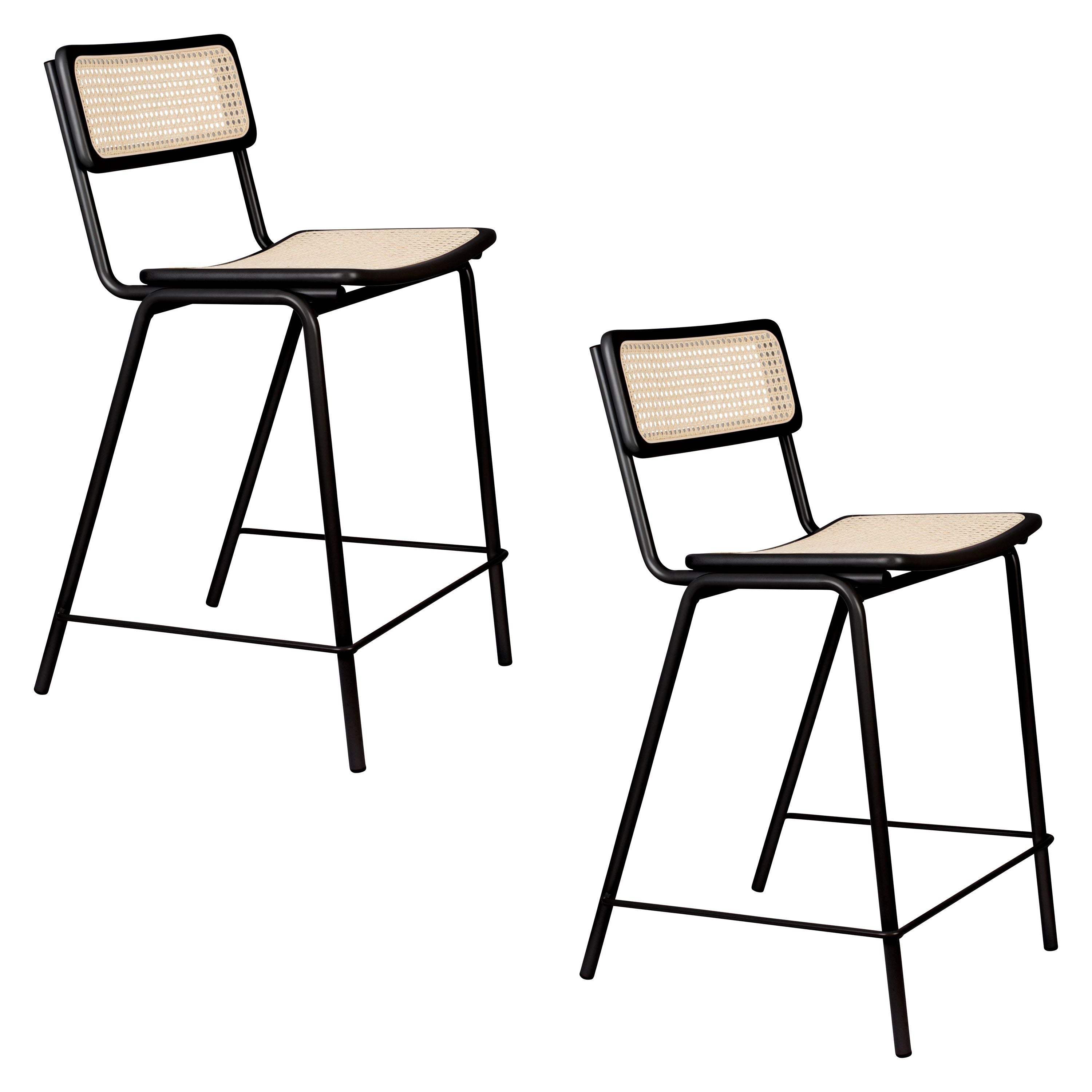 Zuiver Jort Barkrukken 66,5 cm Naturel/Zwart – Set van 2