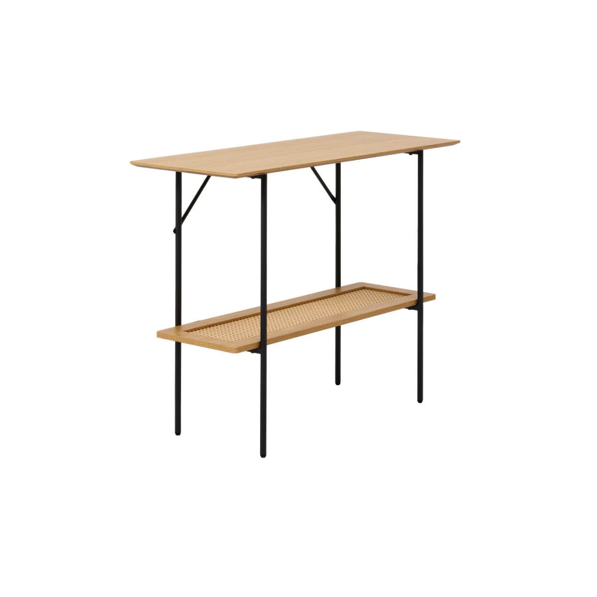 Rebellenclub Sidetable Berley – 100 x 37 cm – Eiken met Rattan
