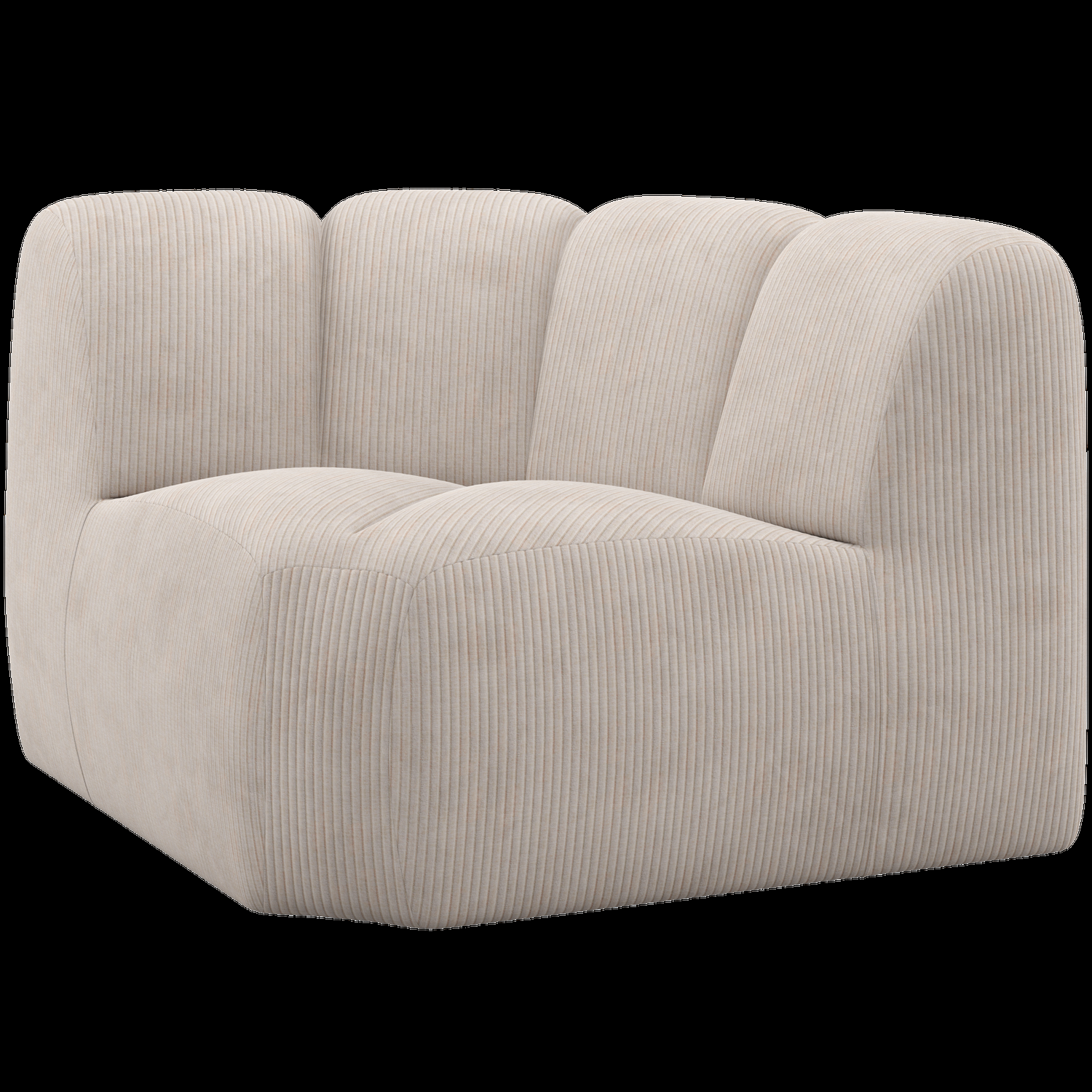 WOOOD bank hoekelement Mojo – Ribstof – Ecru – 74x110x110