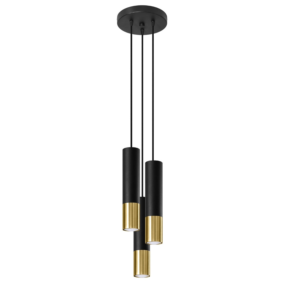 Sollux hanglamp Loopez – 3 lichts – 20 x 90 cm – zwart goud