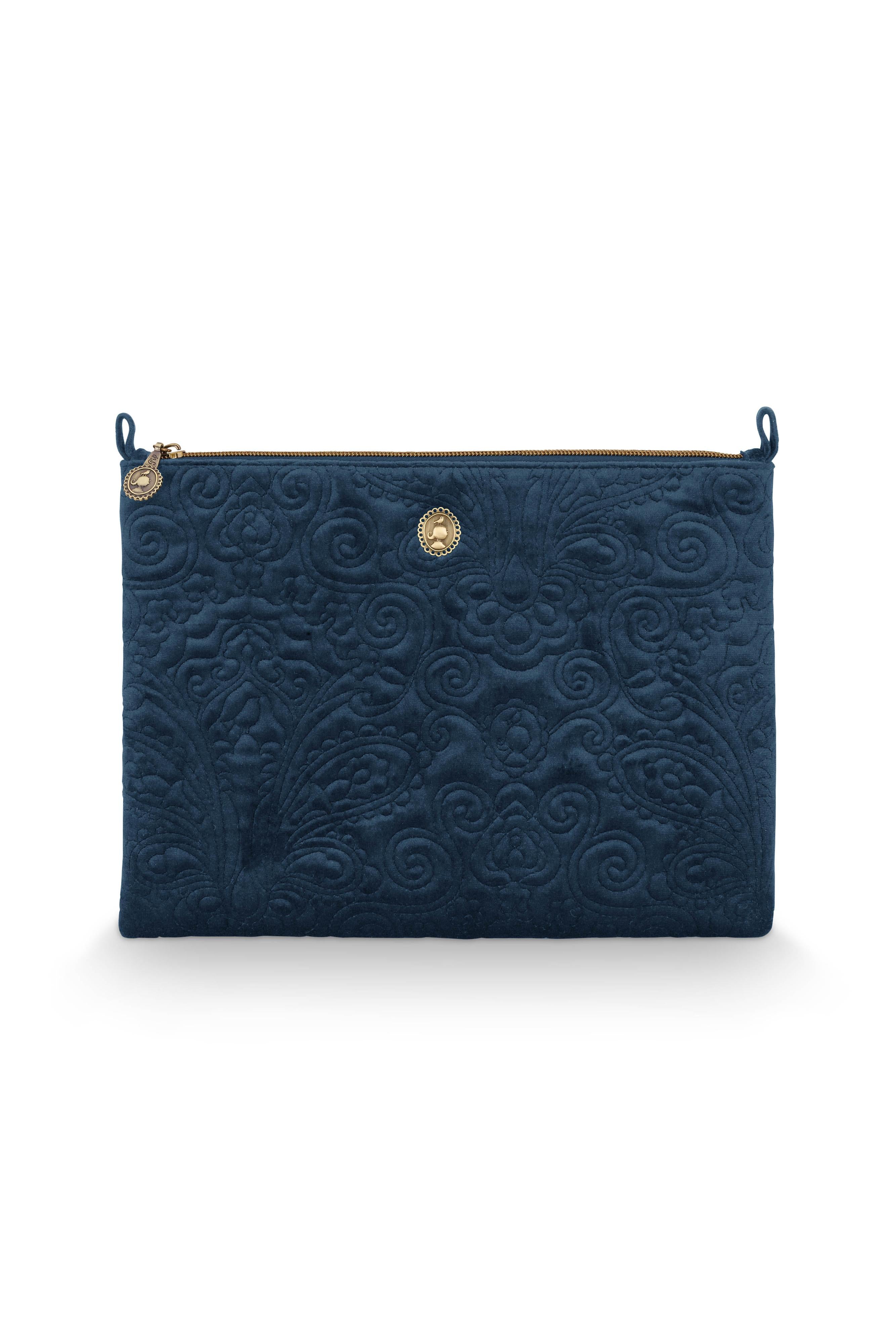 Pip Studio – Charly Make up tasje – Velvet Quiltey Days – Blauw – 22 x