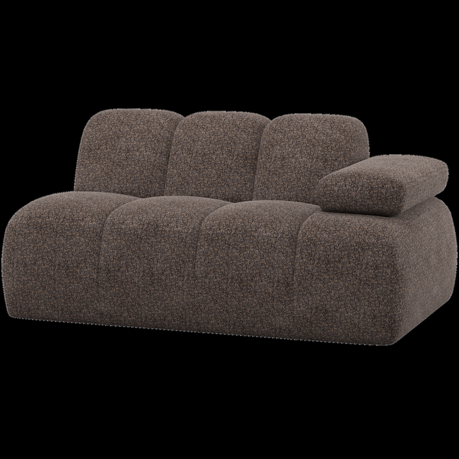 WOOOD 1,5-zits element bank arm rechts Mojo – Wollig – Bruin – 74x164x