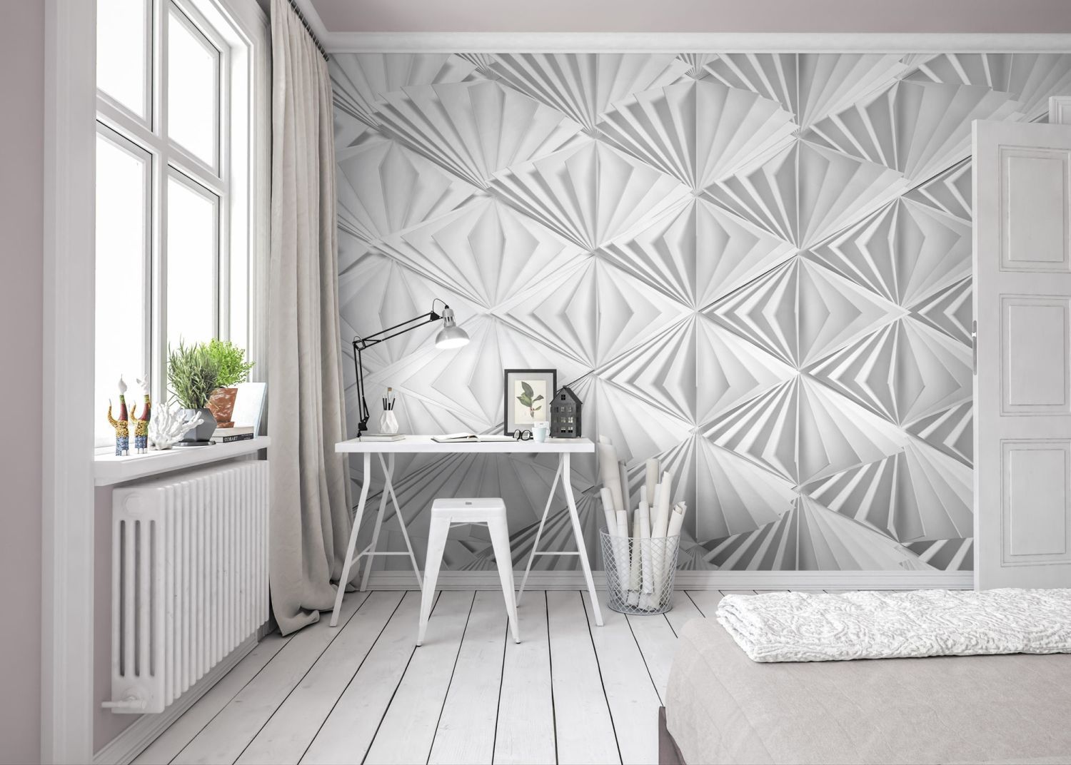 Sanders & Sanders fotobehang 3d wit – 368 x 254 cm – 612197
