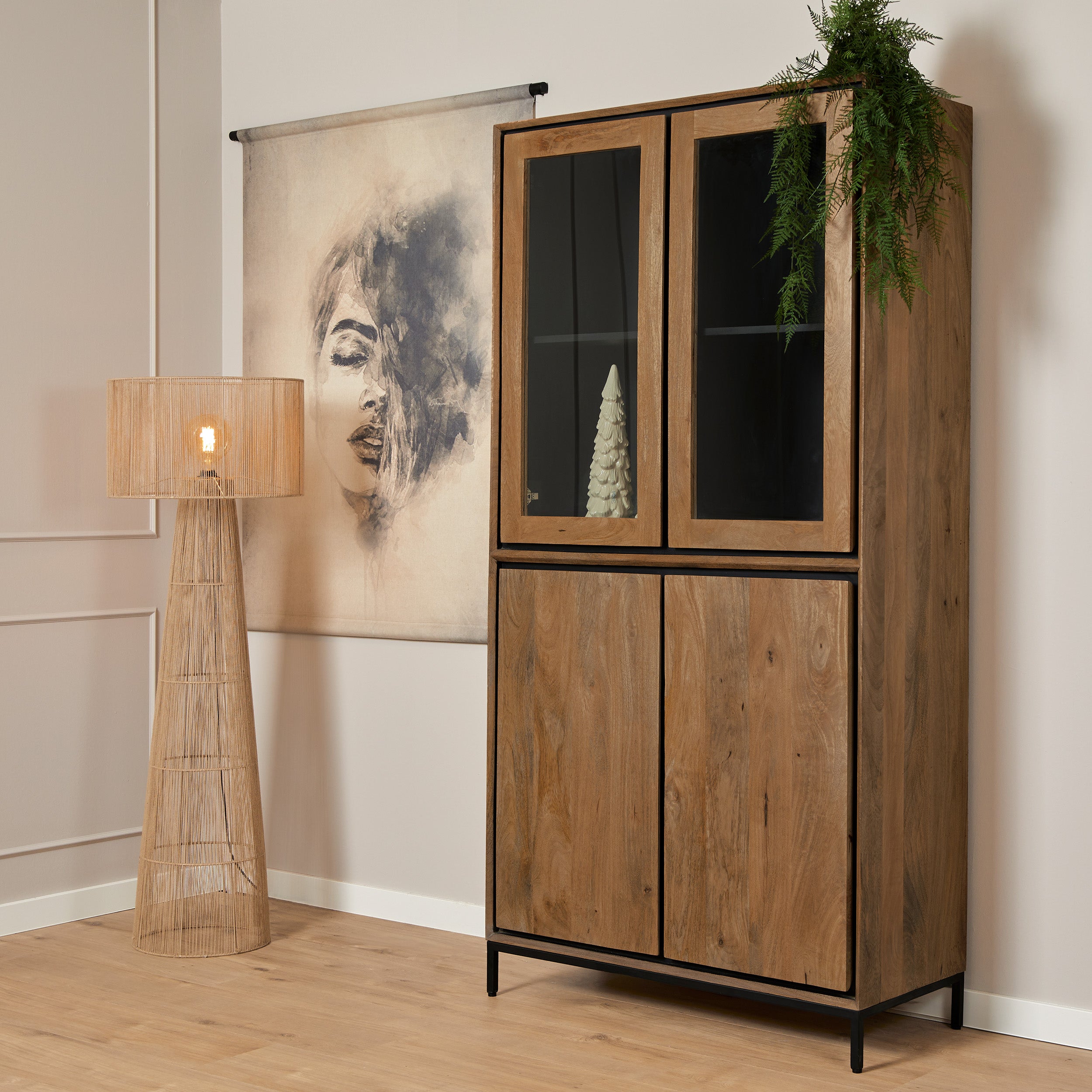 Starfurn vitrinekast RichWood – bruin – 45x100x200cm