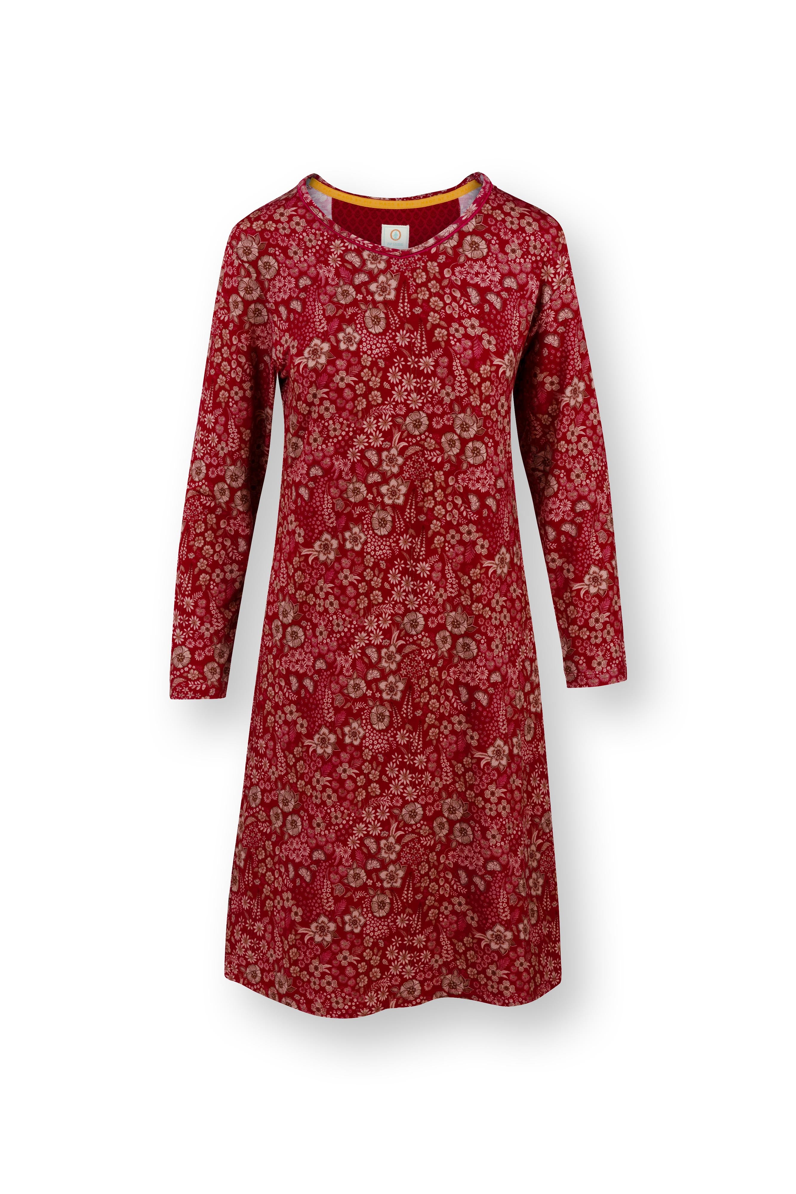 Pip Studio – Danai Nachthemd Lange Mouw Dames – Daisy Dreams – Rood –