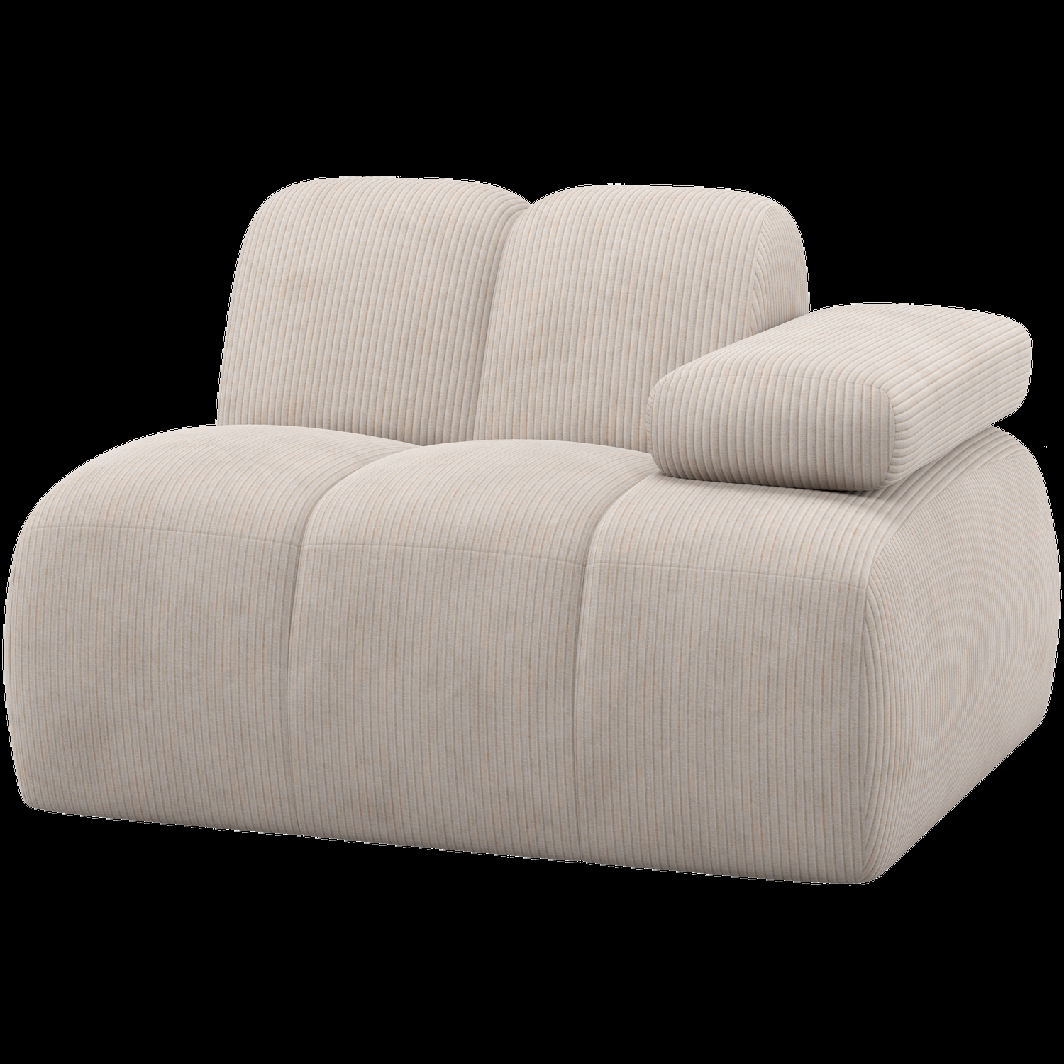 WOOOD 1-zits element bank arm rechts Mojo – Ribstof – Ecru – 74x124x97