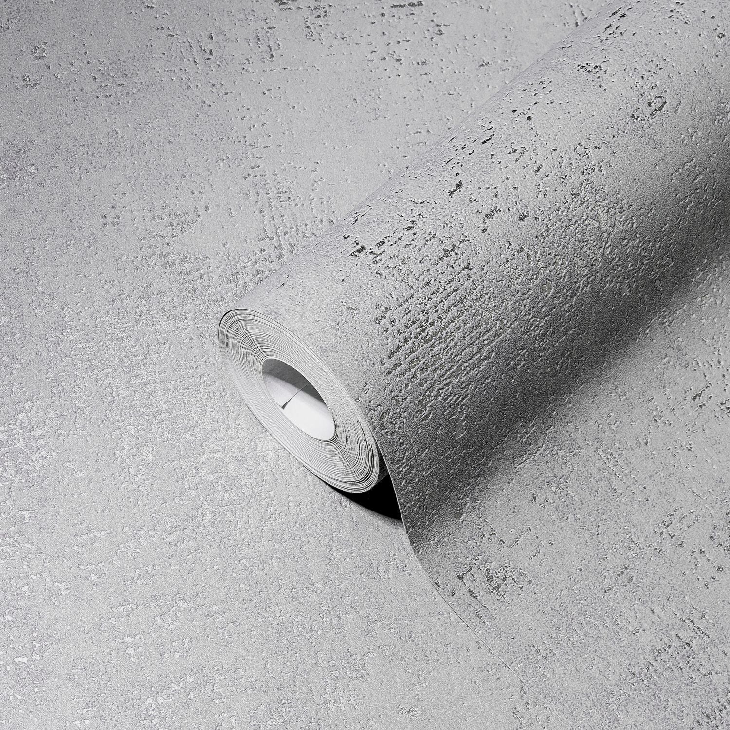 A.S. Création behang met structuur grijs en zilver – 53 cm x 10.05 m –
