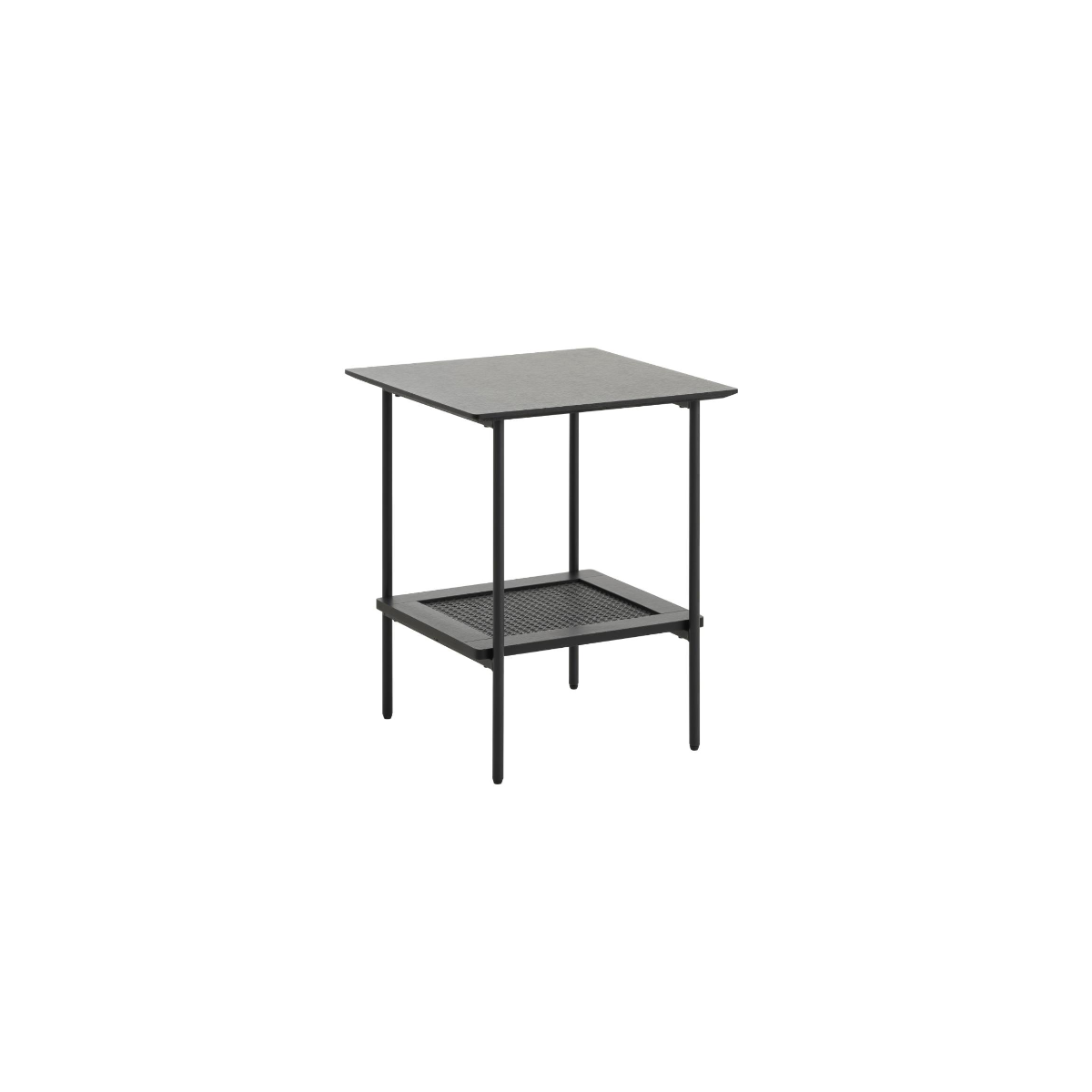 Rebellenclub Bijzettafel Berley – 45 x 45 cm – Zwart met Rattan