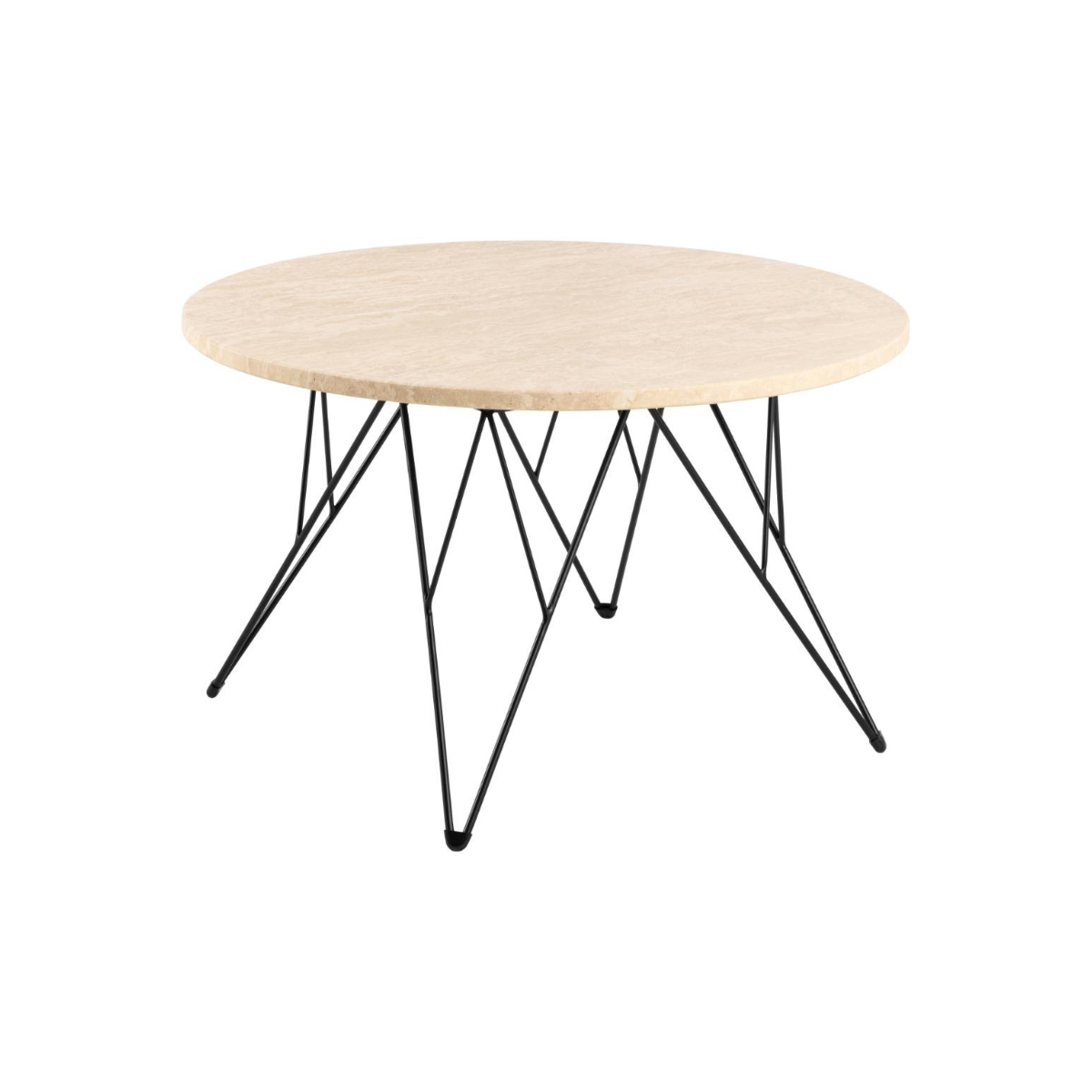 Rebellenclub Salontafel Broome – ø80 – Travertin Look Met Zwart Stalen