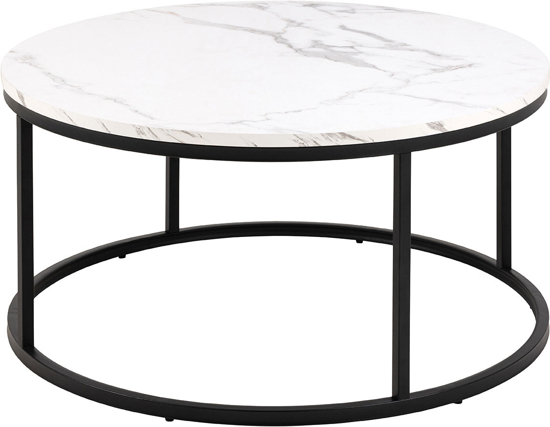 BRAM Salontafel Rivan – ø80 cm – Wit Marmer Look