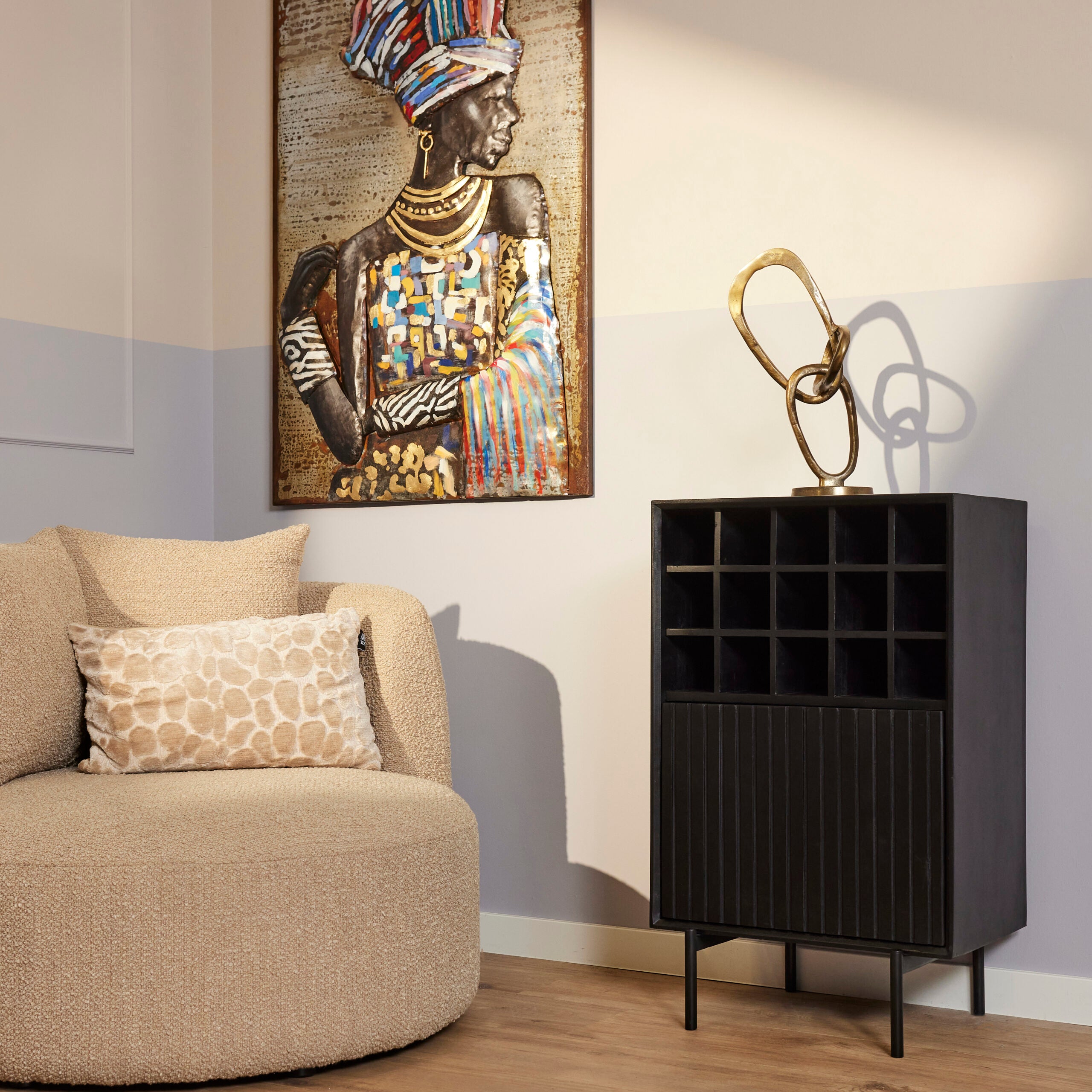 Starfurn wijnkast Madison – zwart – 35x55x90cm
