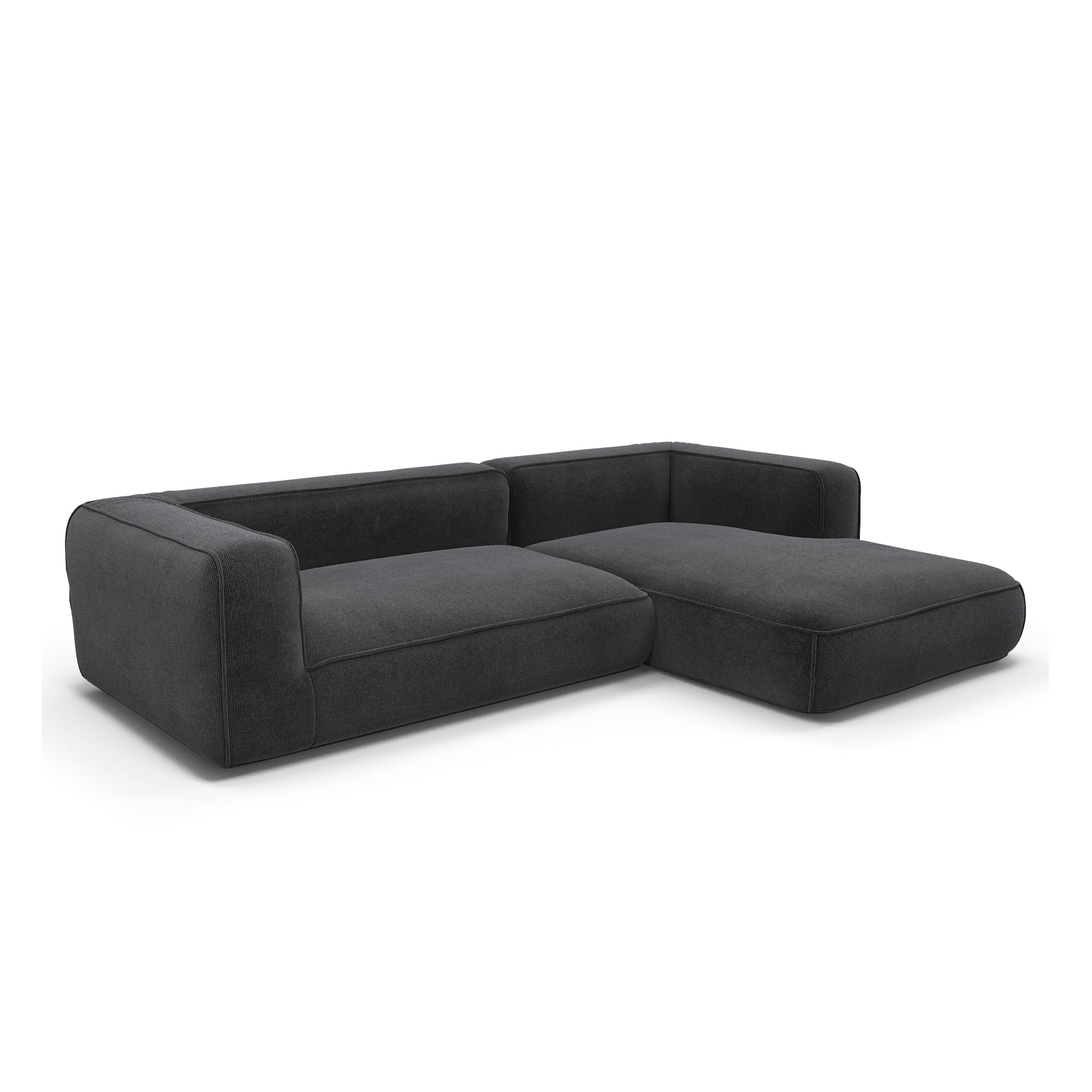 Premium Interiors – Rechter hoekbank SOFIA – geweven stof grijs 255cm