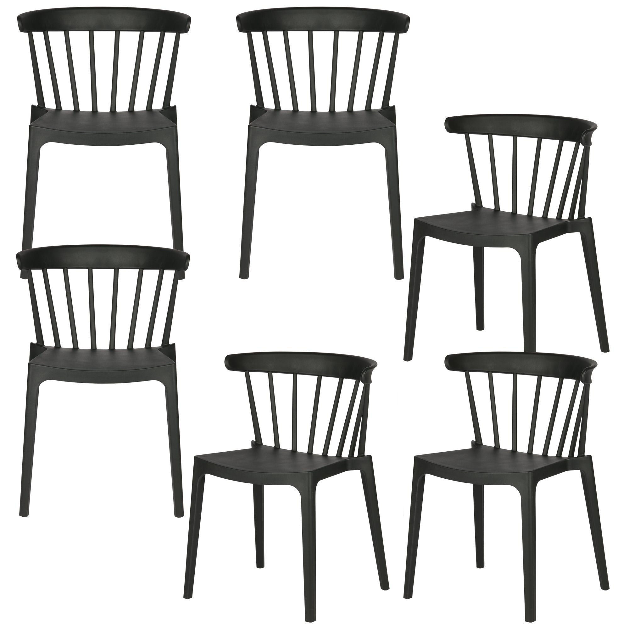 WOOOD tuinstoel Bliss – Kunststof – Zwart – Set van 6