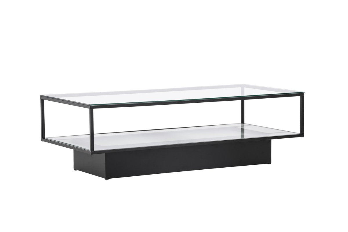 Rebellenclub Salontafel Lucera – 130 x 60 cm – Zwart met Glazen Blad