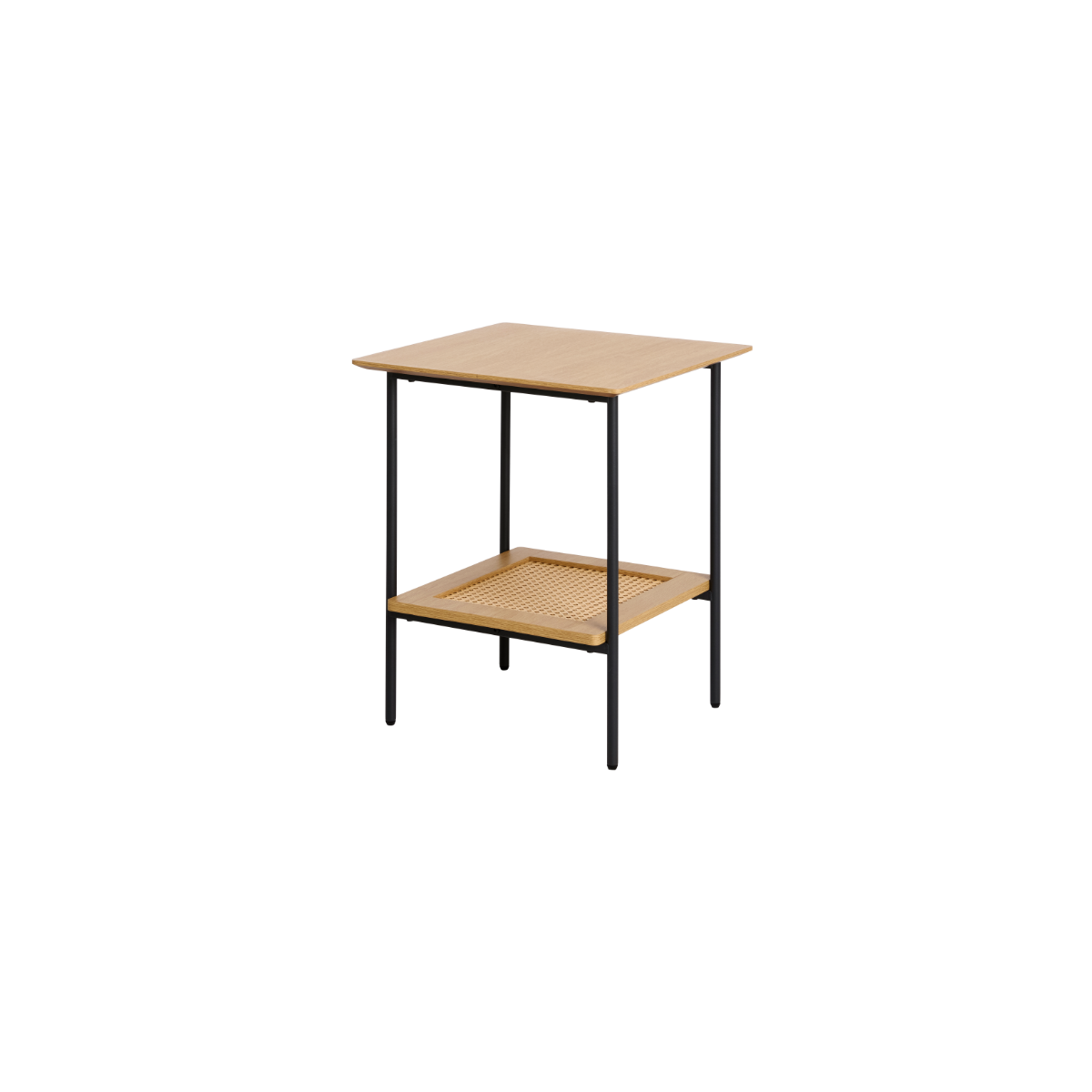 Rebellenclub Bijzettafel Berley – 45 x 45 cm – Eiken met Rattan