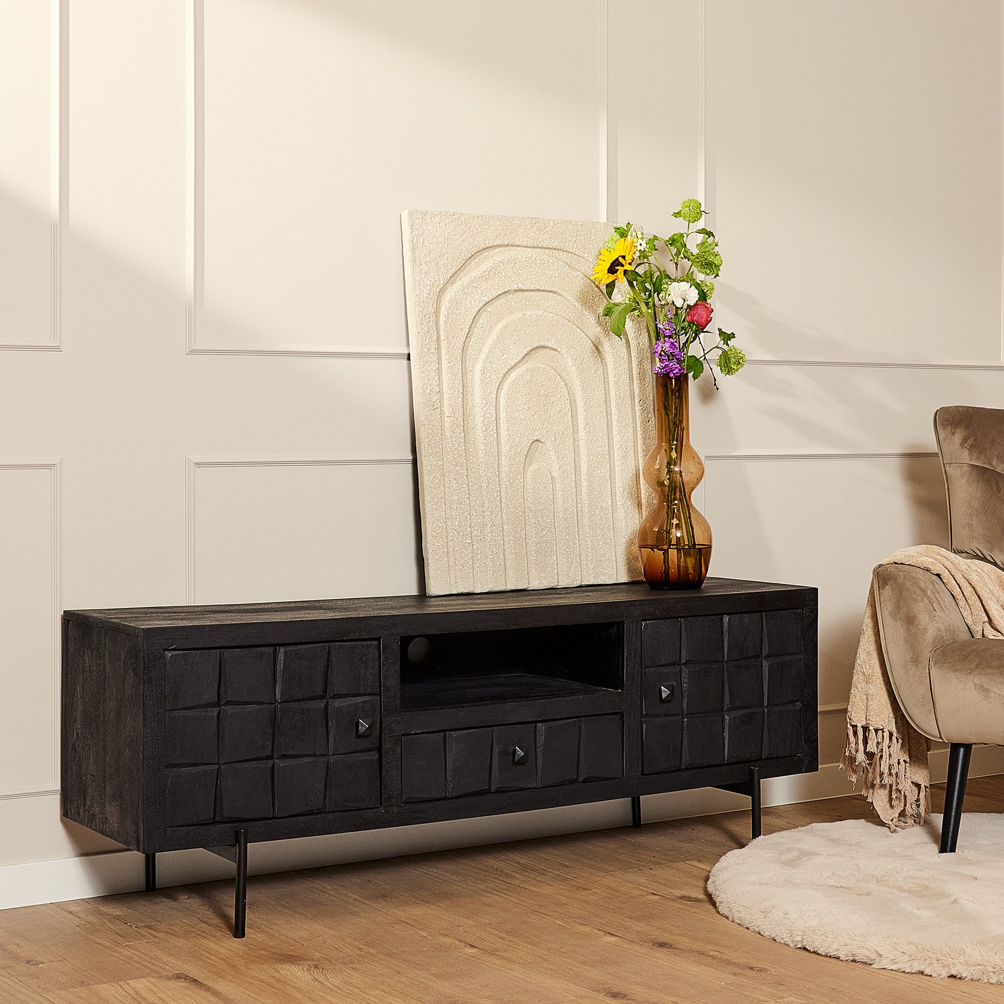 Starfurn tv meubel Brandy – zwart – 40x150x55cm