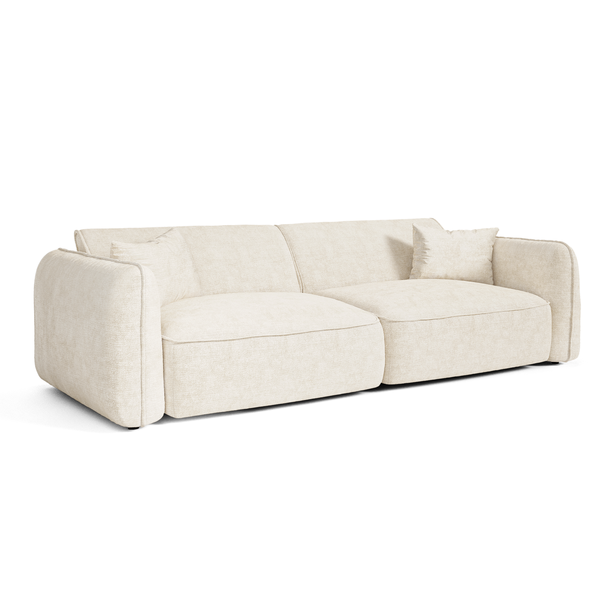 Premium Interiors – Sofa LOMI – fluweel met reliëf crème 235cm