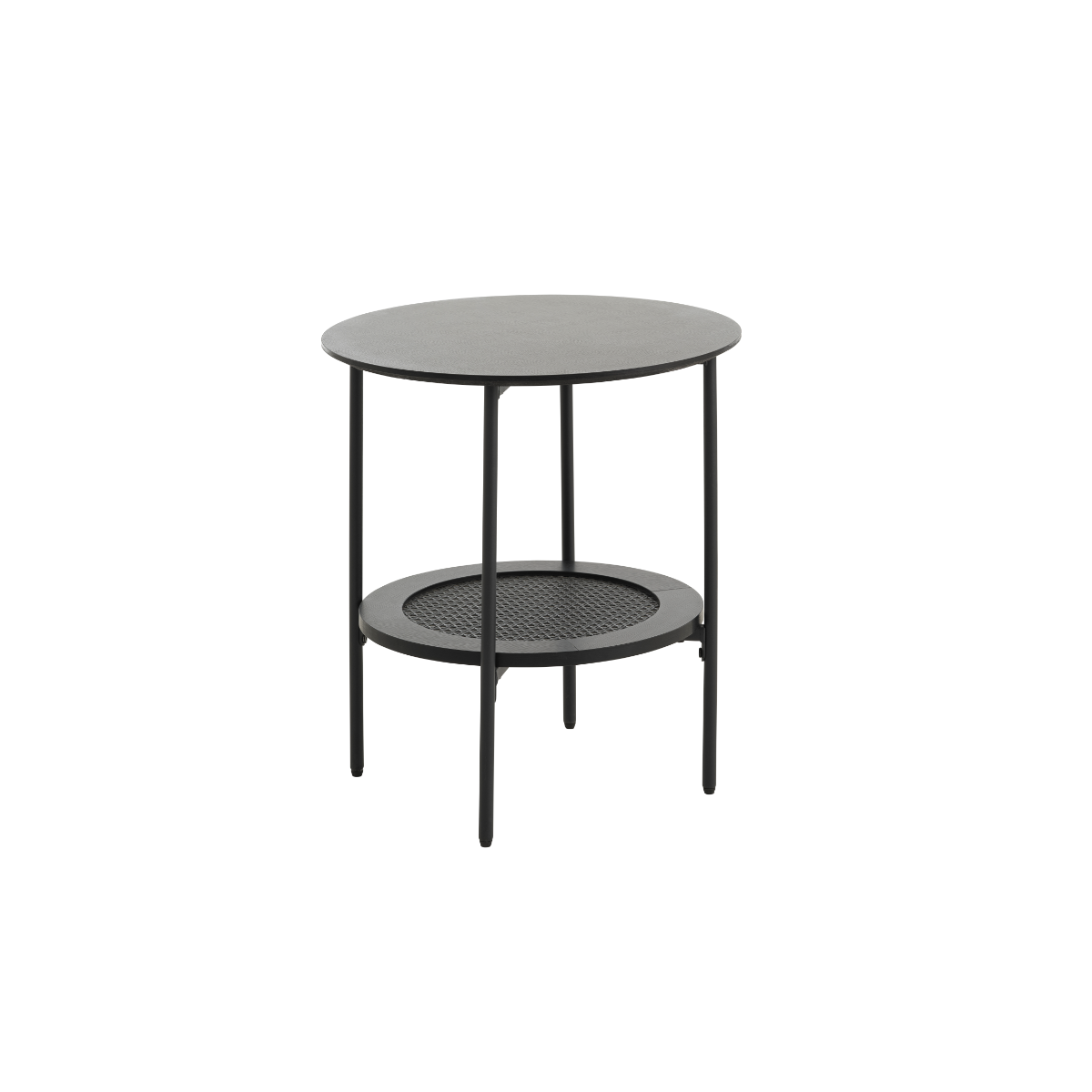 Rebellenclub Bijzettafel Berley – ¿50 cm – Zwart met Rattan