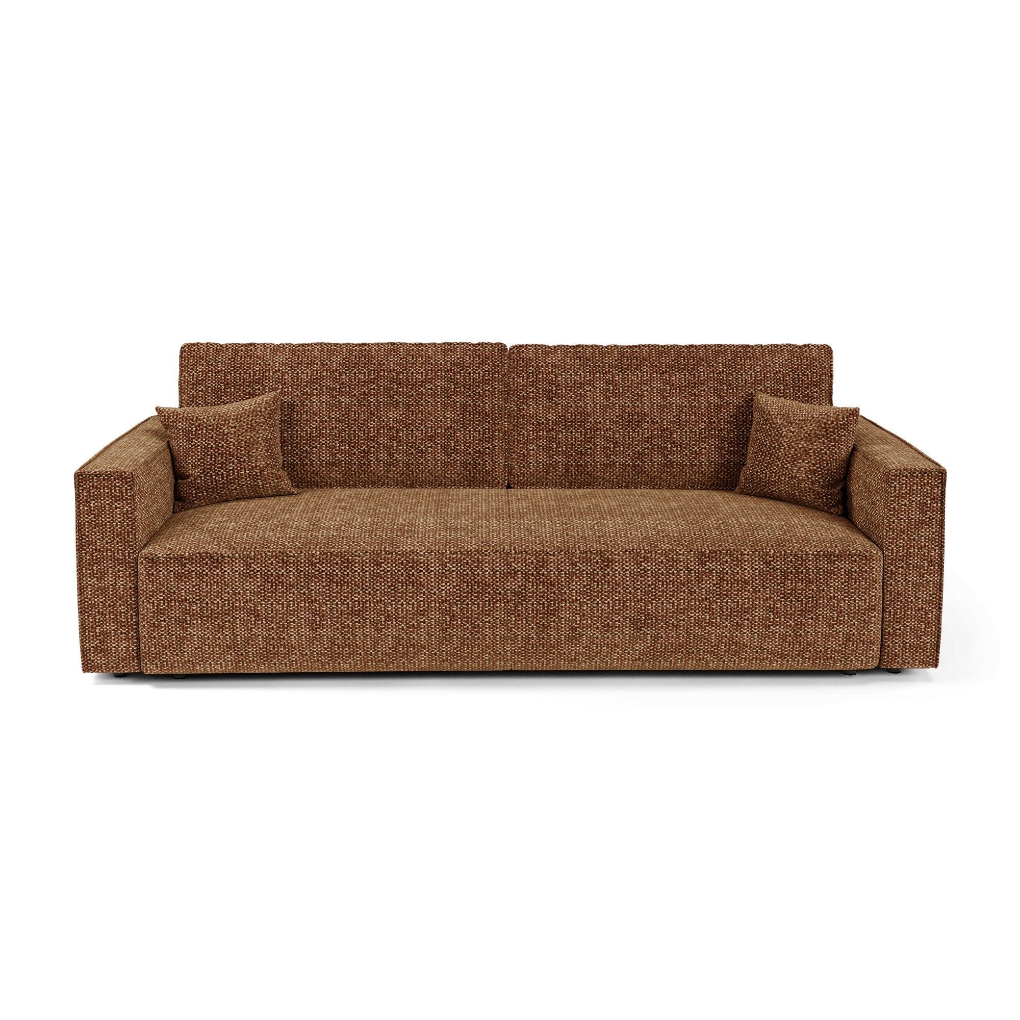 Premium Interiors – Slaapbank met kist – stof met tweedeffect karamel