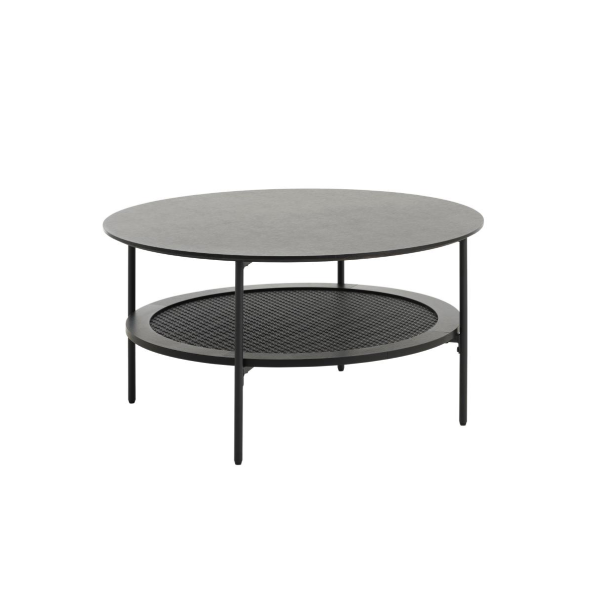 Rebellenclub Salontafel Berley – ¿80 cm – Zwart met Rattan
