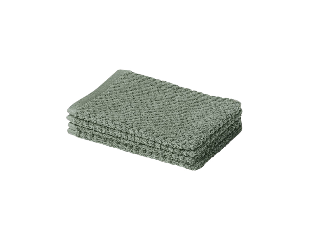 Yumeko washandjes Dots – stone green – 15×22 – 4 st