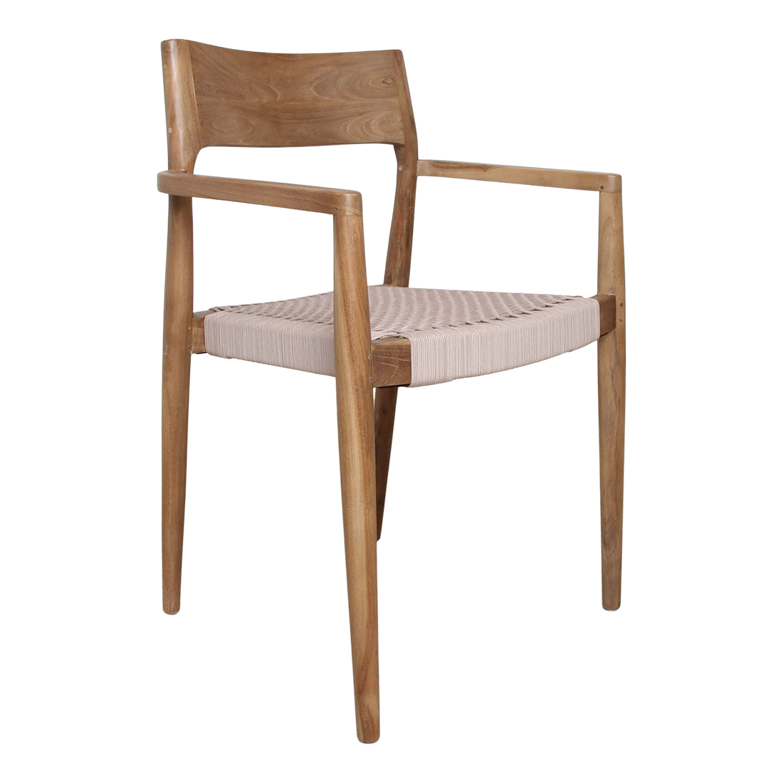 Freya donker teakhouten tuinstoel met armleuning – Naturel