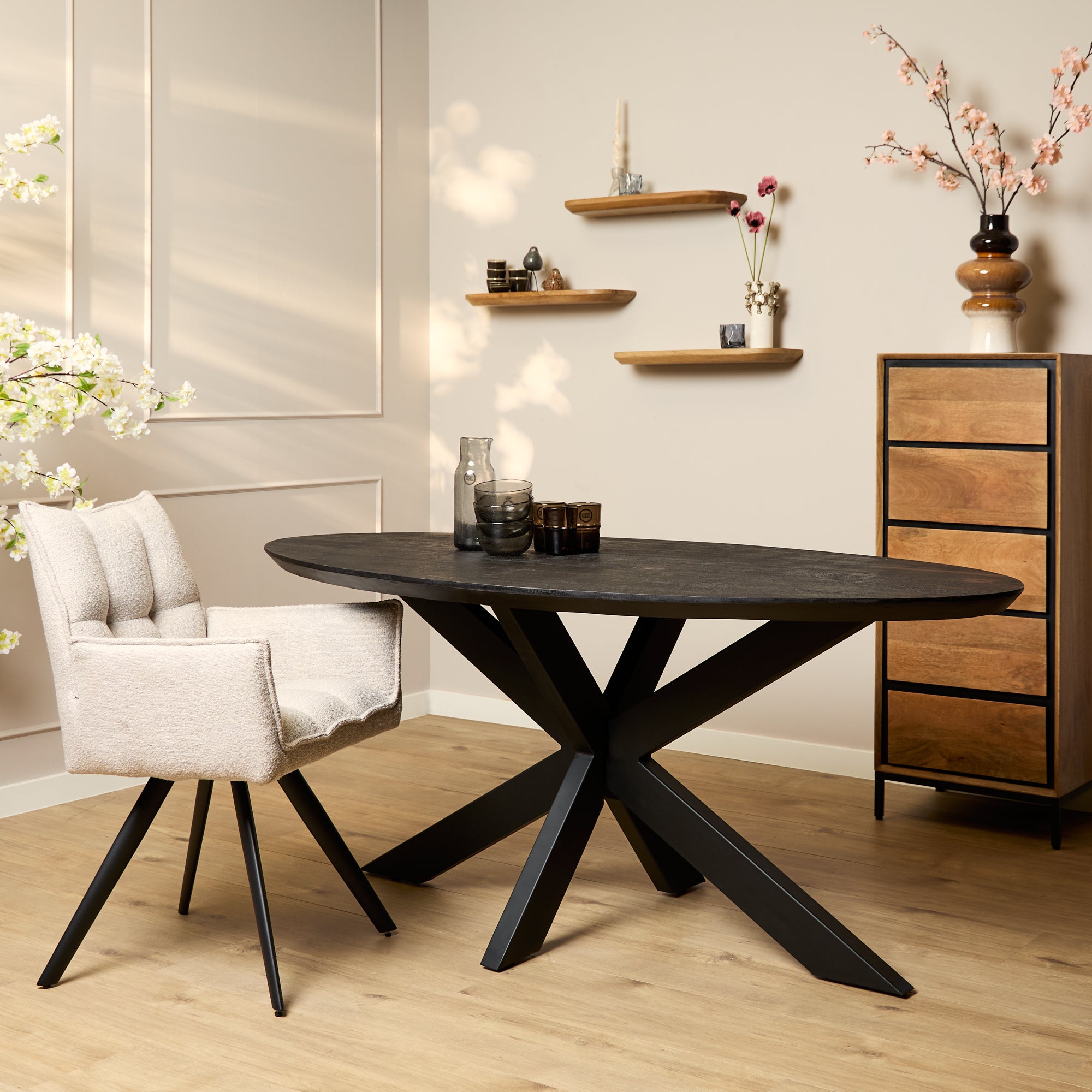 Starfurn eettafel Brandy – zwart – 90x180x76cm
