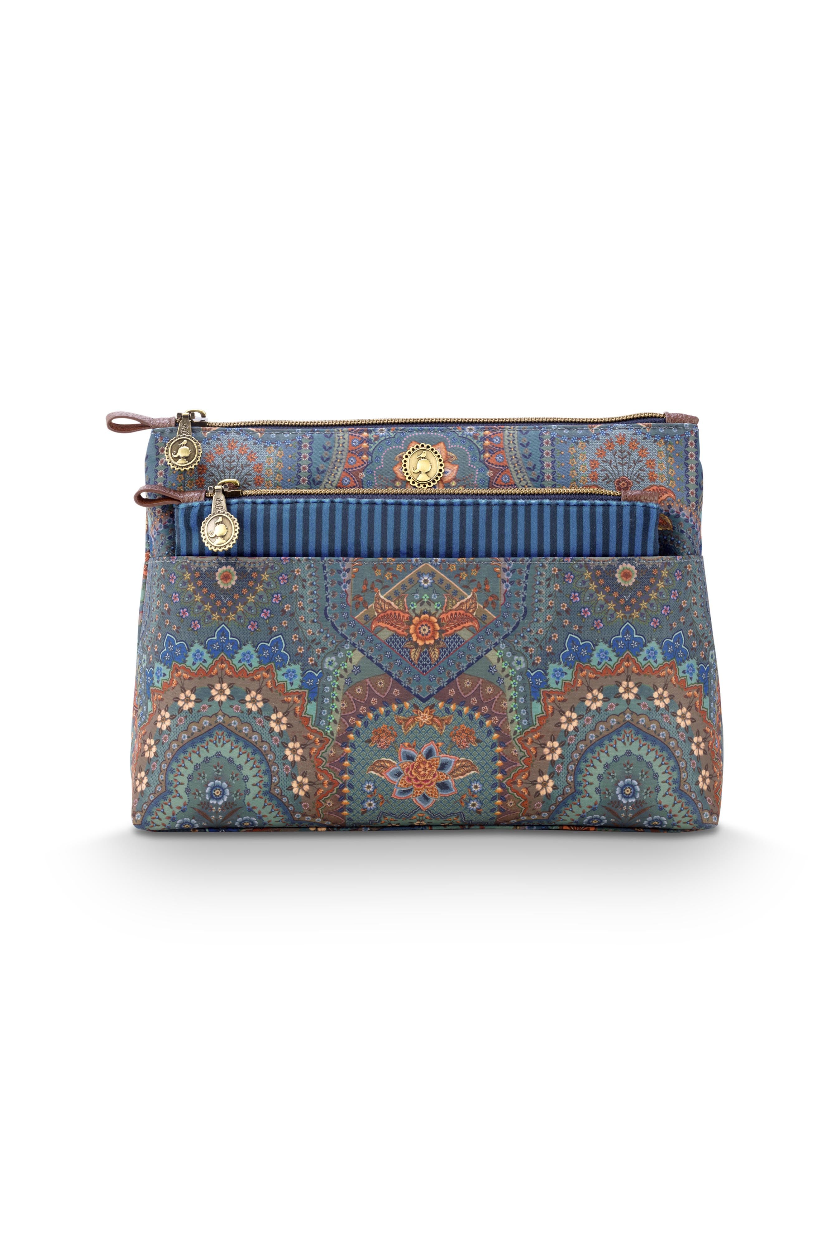 Pip Studio – Caryn Make-up Tasje Dames – Jabali – Blauw – Set van 2