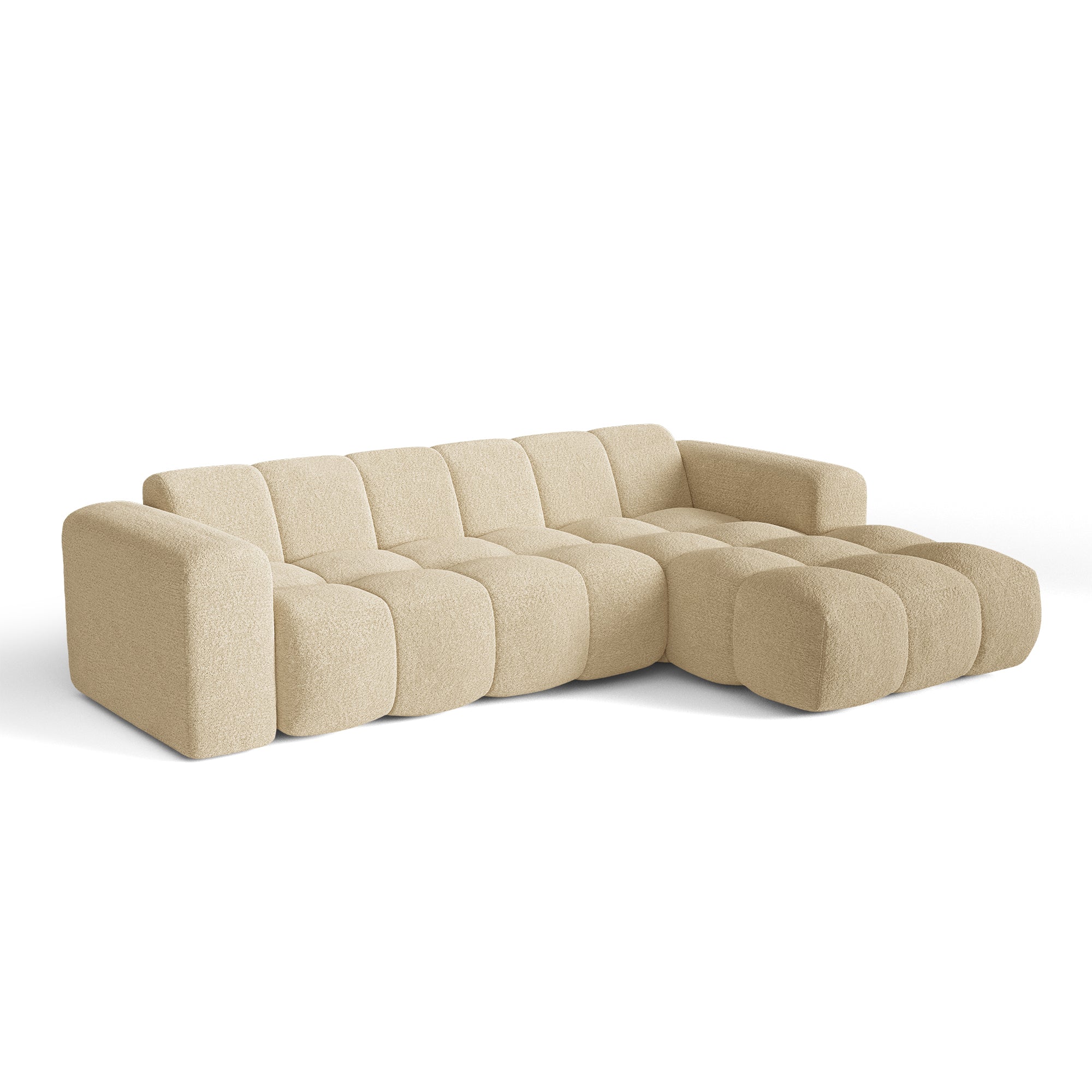 Premium Interiors – Rechter hoekbank BLOOM – krul beige 290cm