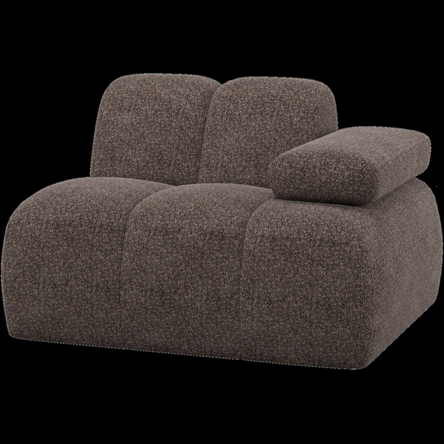 WOOOD 1-zits element bank arm rechts Mojo – Wollig – Bruin – 74x124x97