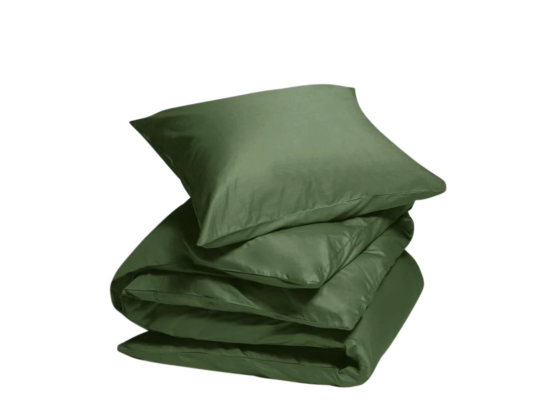 Yumeko dekbedovertrek katoen satijn mid olive 140×220 + 1/60×70
