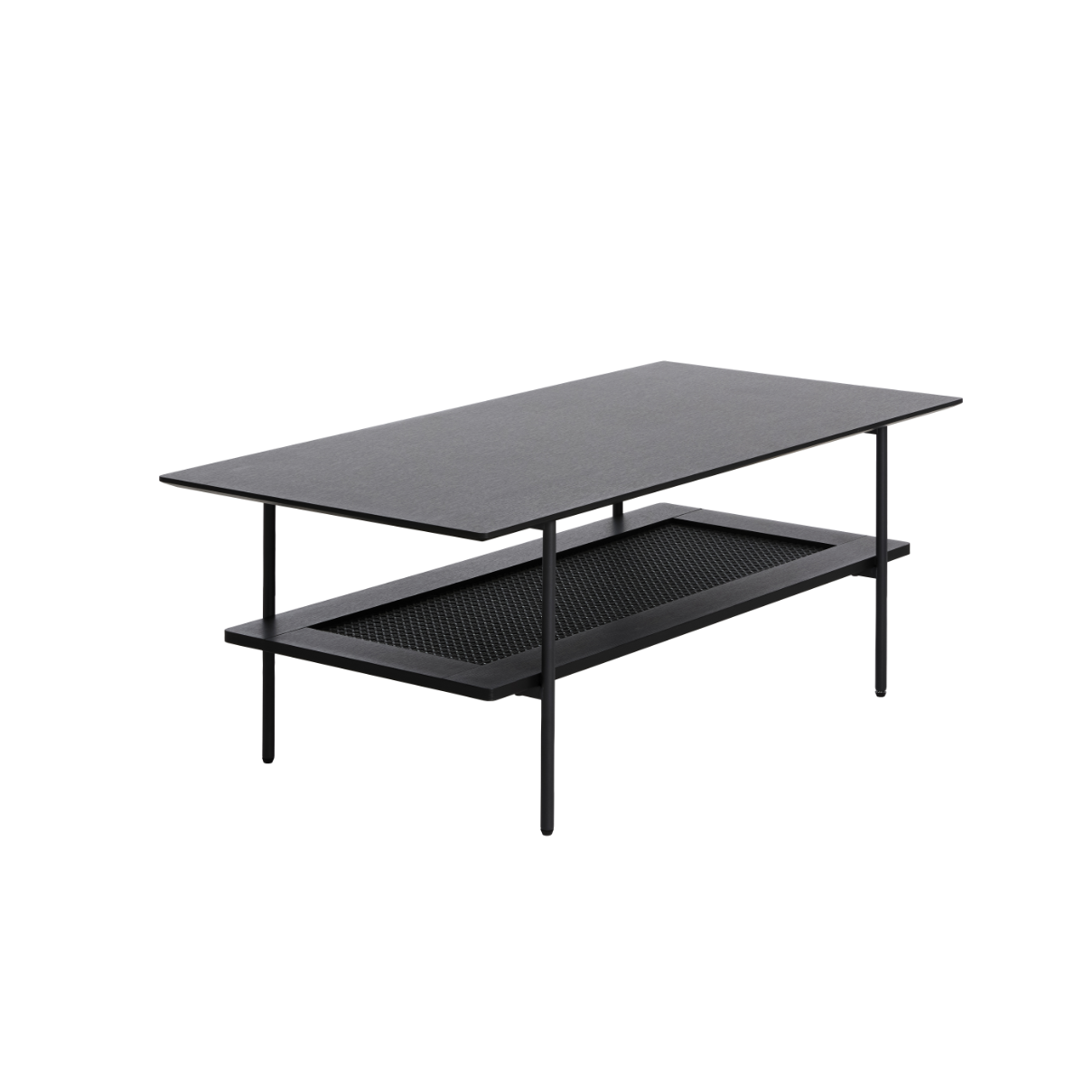 Rebellenclub Salontafel Berley – 110 x 55 cm – Zwart met Rattan