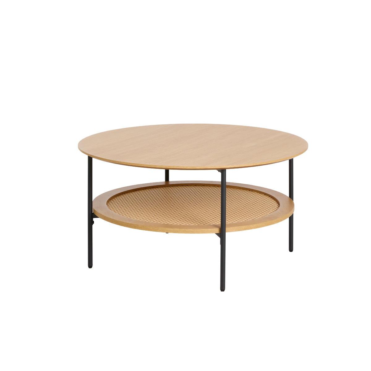 Rebellenclub Salontafel Berley – ¿80 cm – Eiken met Rattan