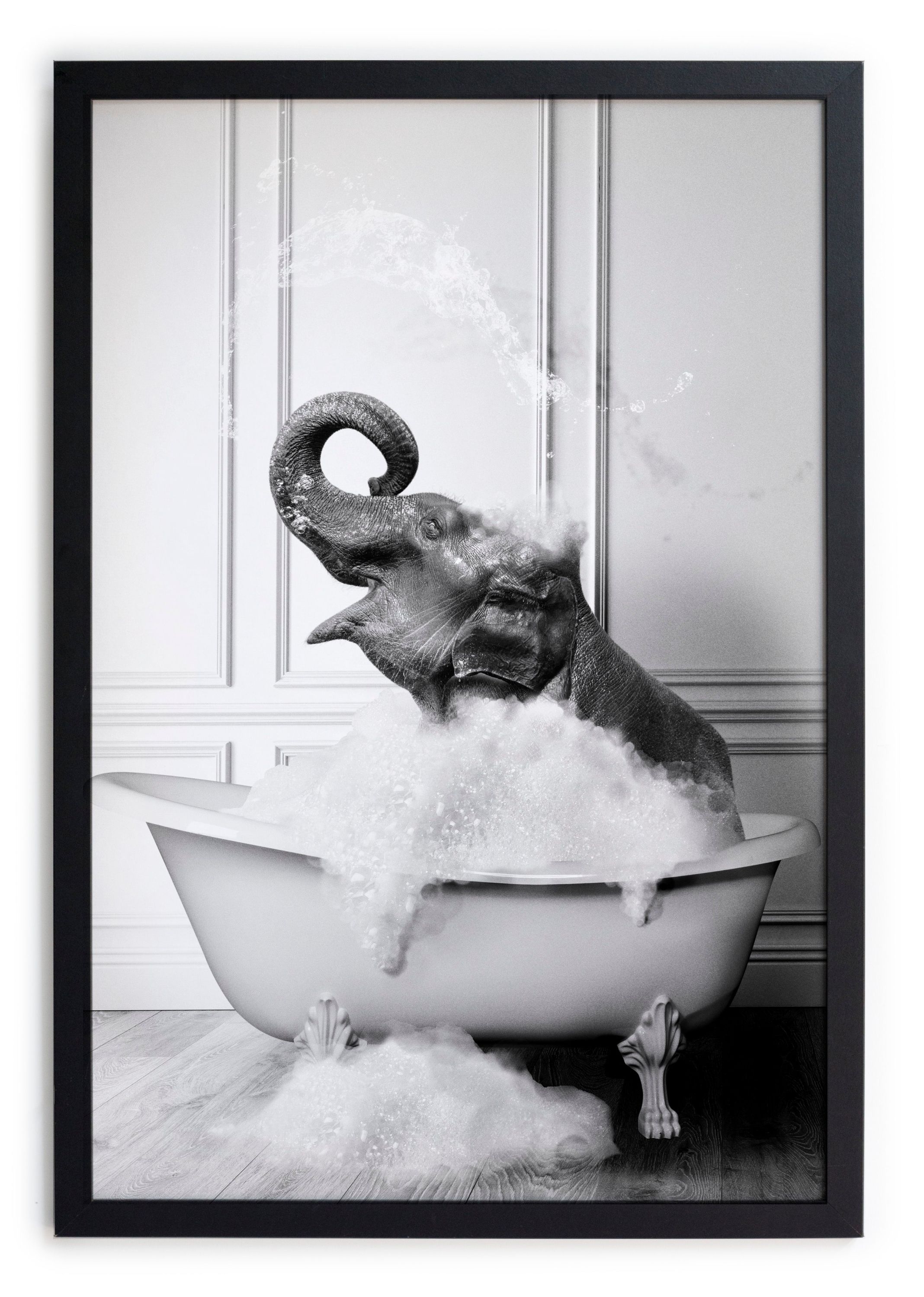 Zwarte lijst met kader 40×30 olifantenbad