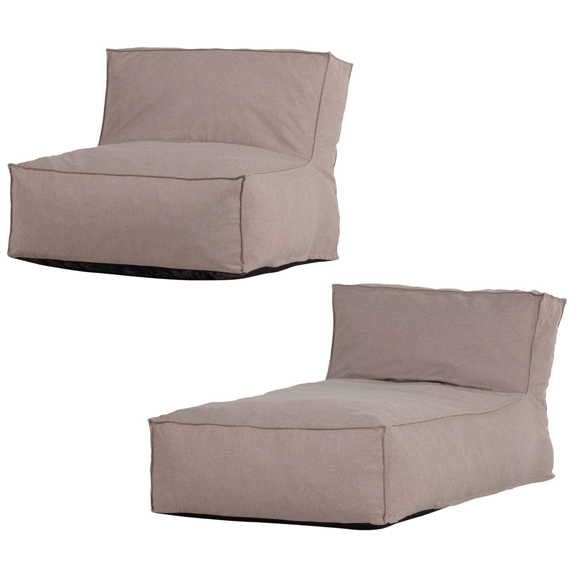 WOOOD tuin ligbed & loungestoel Velora – Polyester – Zand – Set van 2