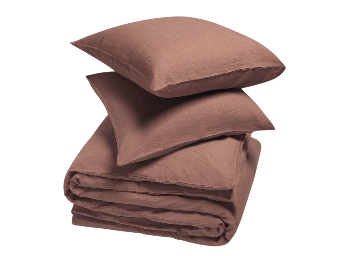 Yumeko dekbedovertrek gewassen linnen clay rose 240×220 + 2/60×70