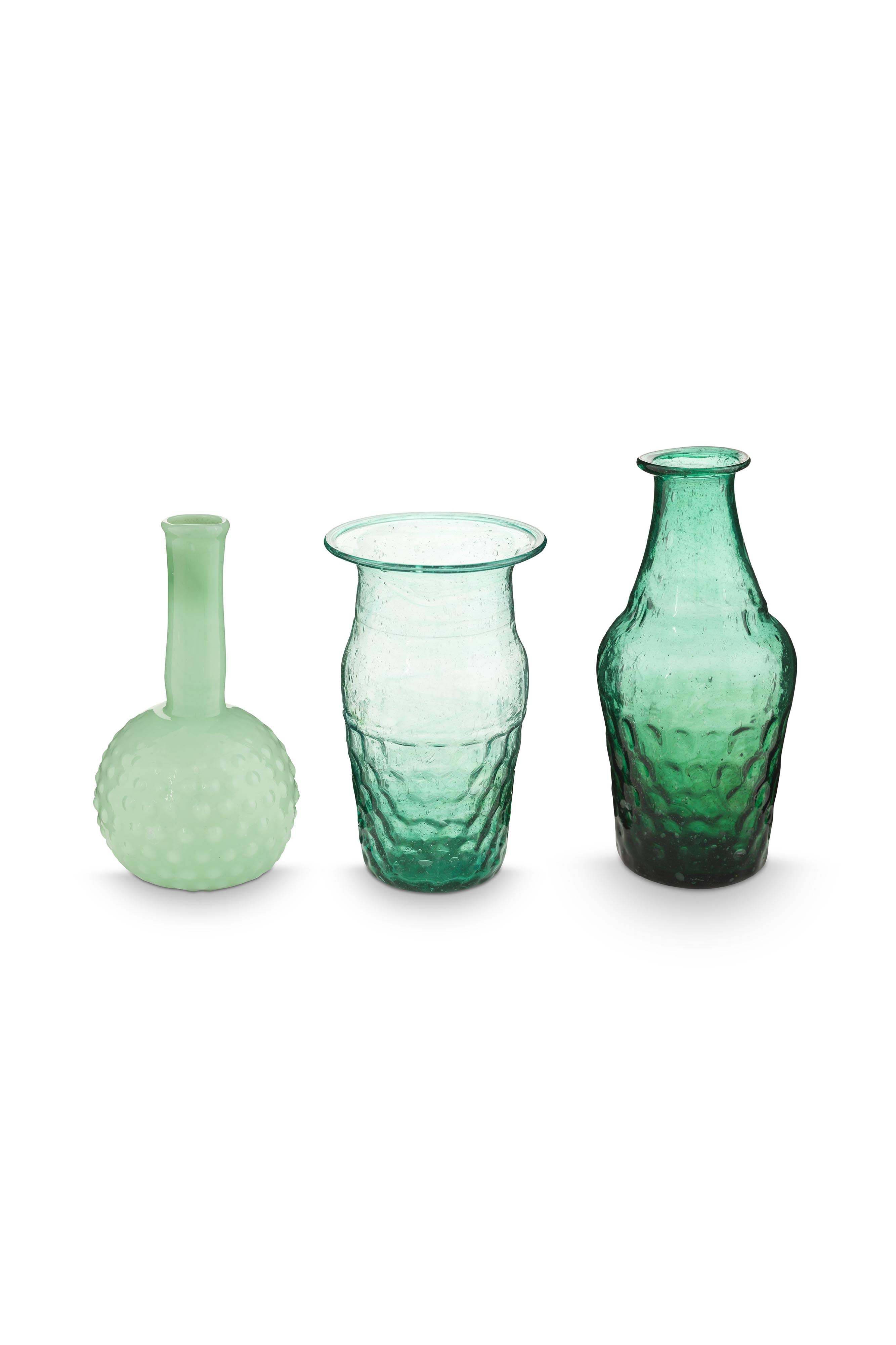 Pip Studio – Bloemenvaas – Blauw-groen – Glazen – Set van 3 vazen