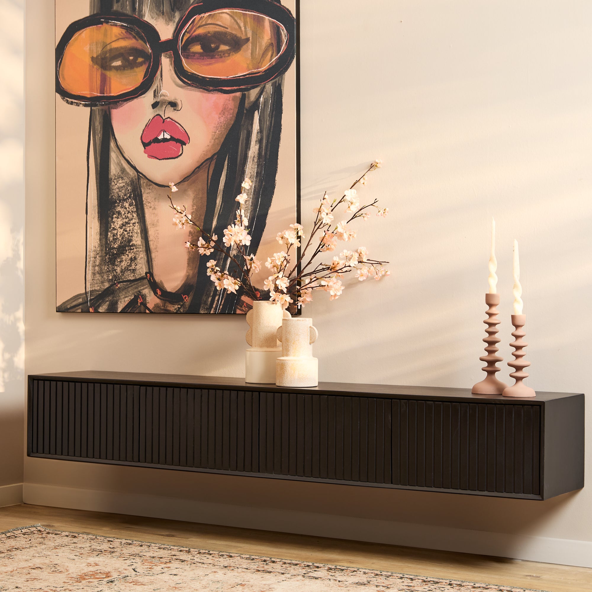 Starfurn tv meubel Madison – zwart – 35x200x30cm