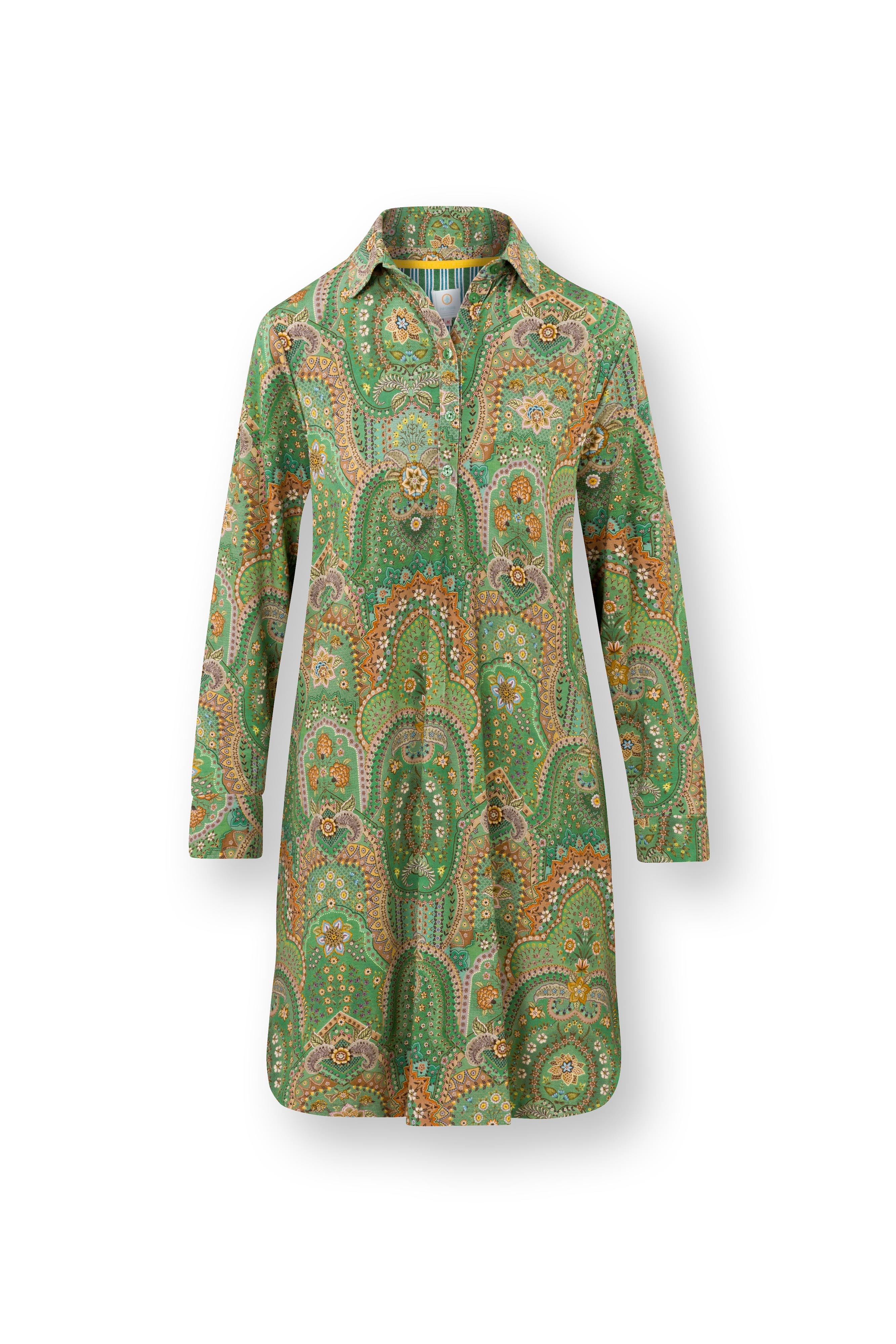 Pip Studio – Daaltje Nachthemd Lange Mouw Dames – Jabali – Groen – XS