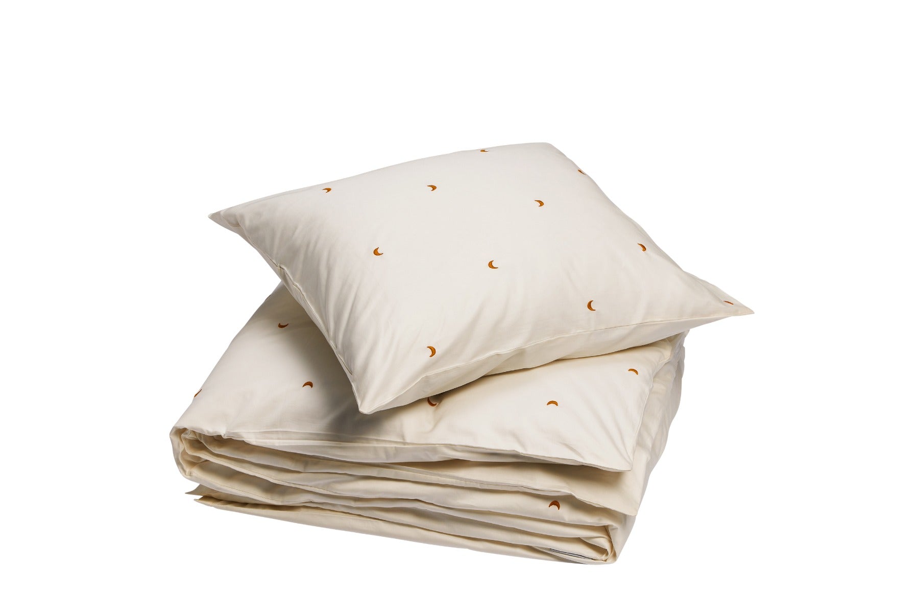 Yumeko dekbedovertrek katoen satijn warm white/ochre moon 140×220 + 1/