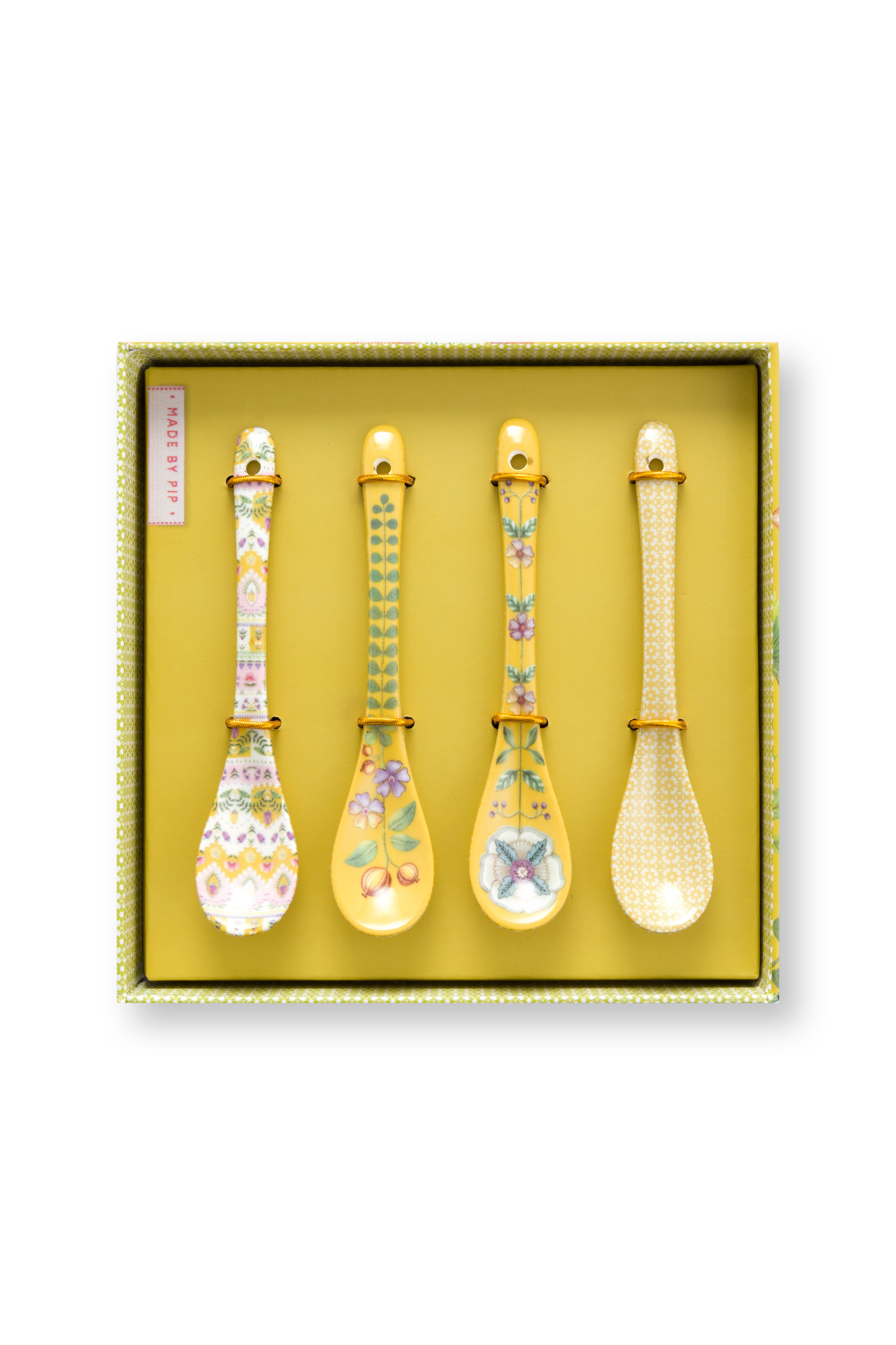 Pip Studio Theelepels Lily&Lotus – Porselein – Geel – Set van 4