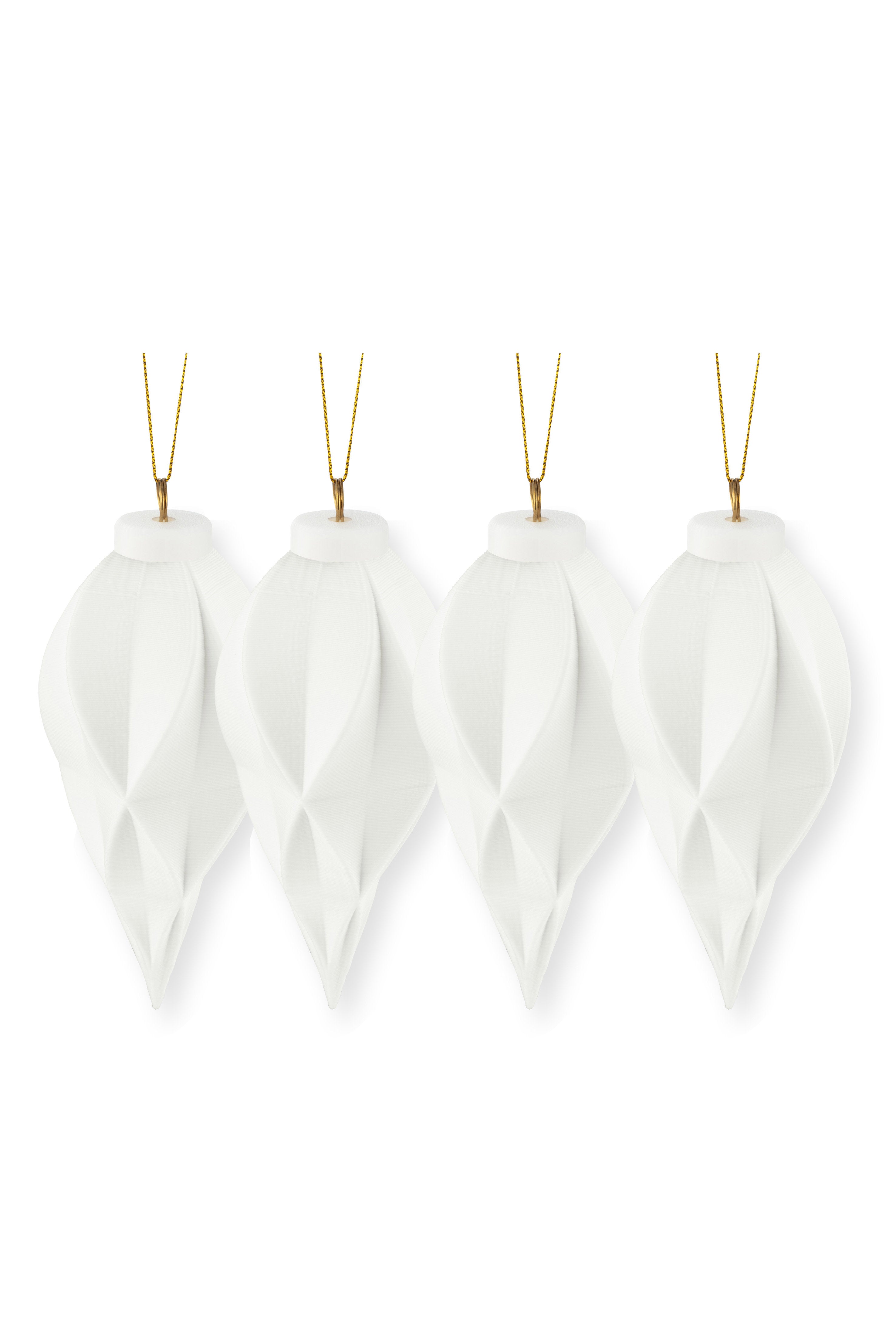 vtwonen Kerstbal Diamant – Porselein – 6×5.5x14cm – Set van 4