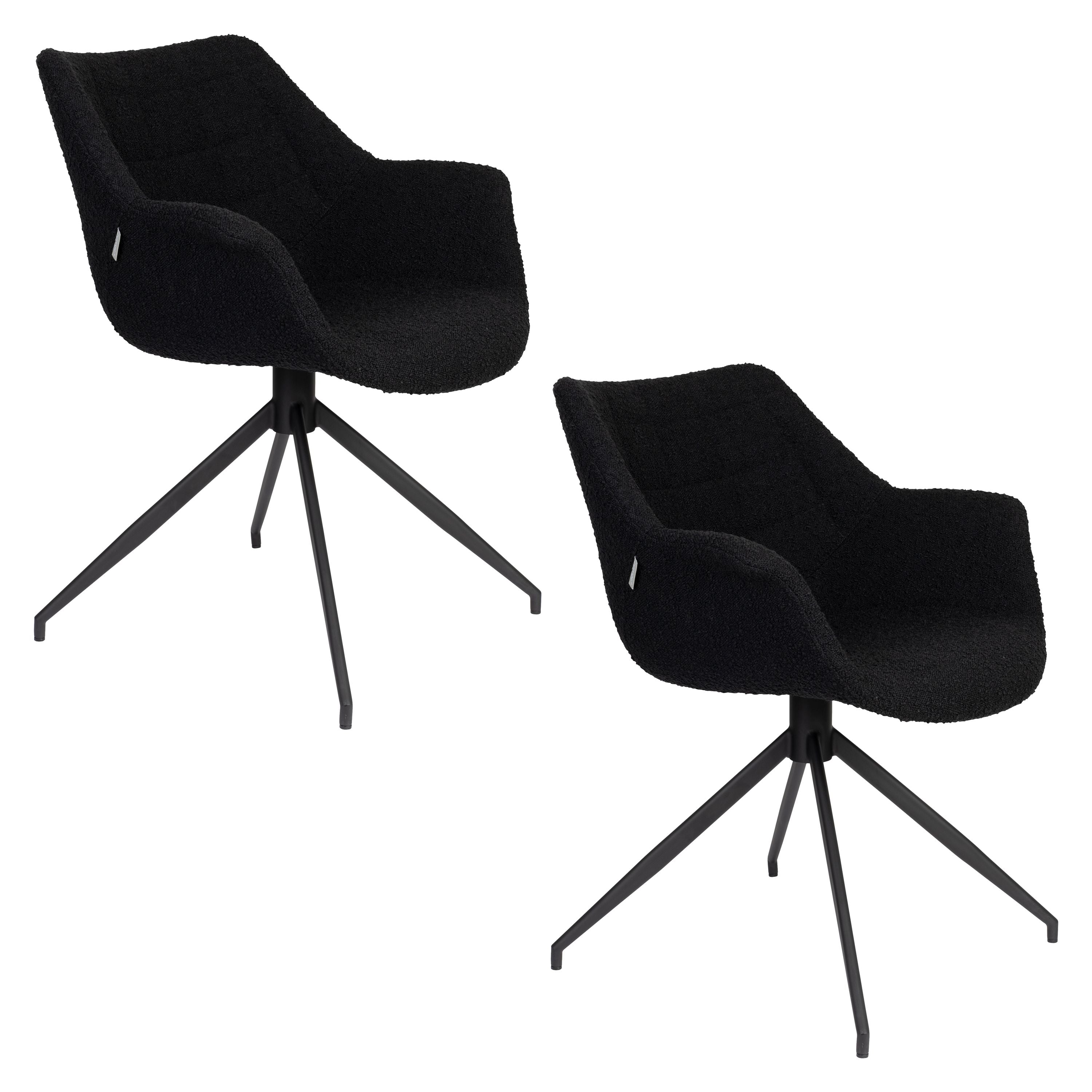Zuiver Doulton Swivel Eetkamerstoelen Armleuning Zwart – Set van 2